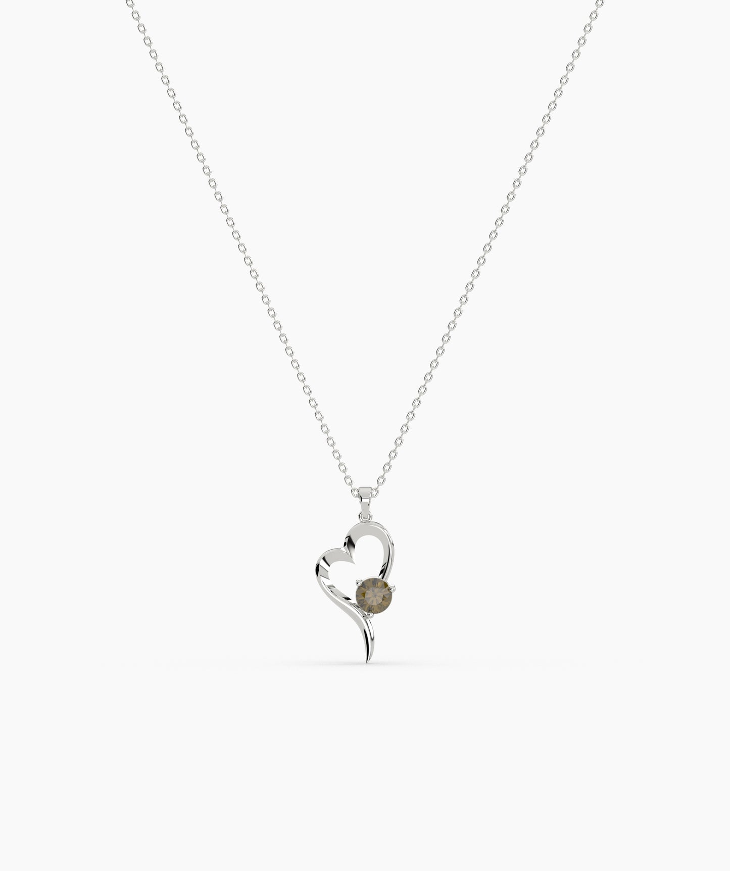 Birthstone Solitaire Open Heart Necklace
