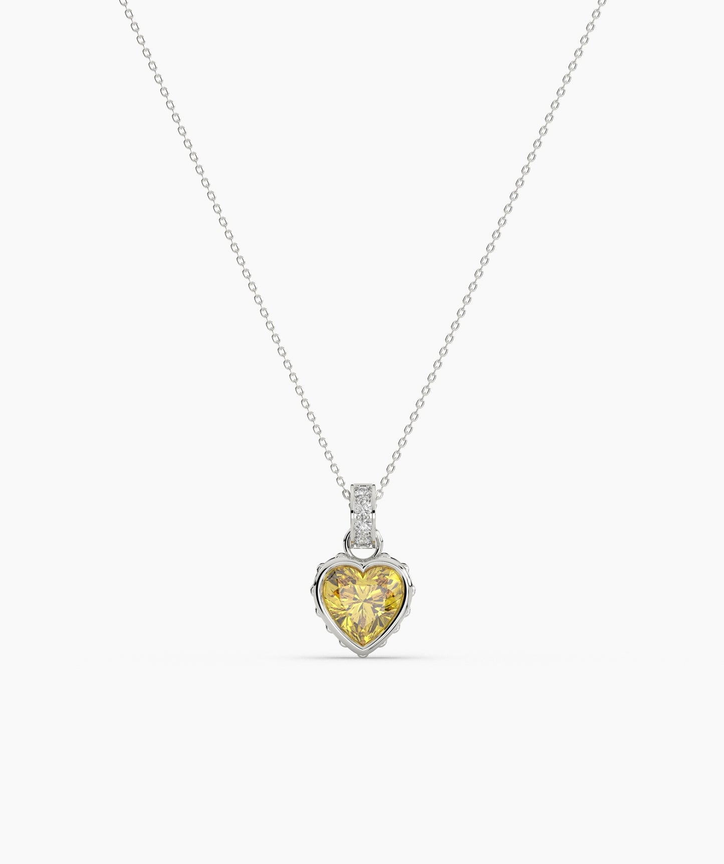Pink Heart Bezel with Bail Necklace