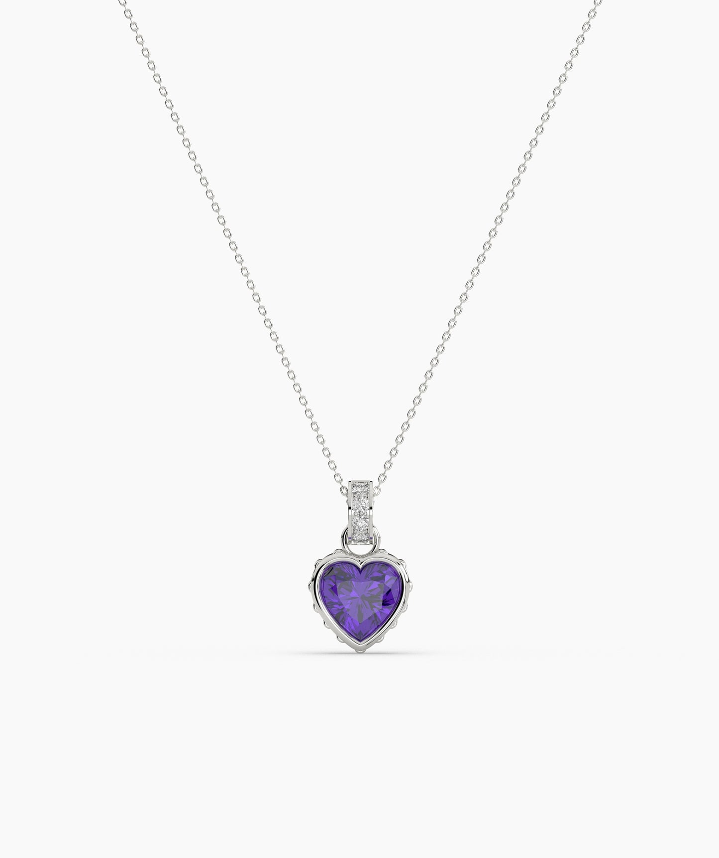 Pink Heart Bezel with Bail Necklace