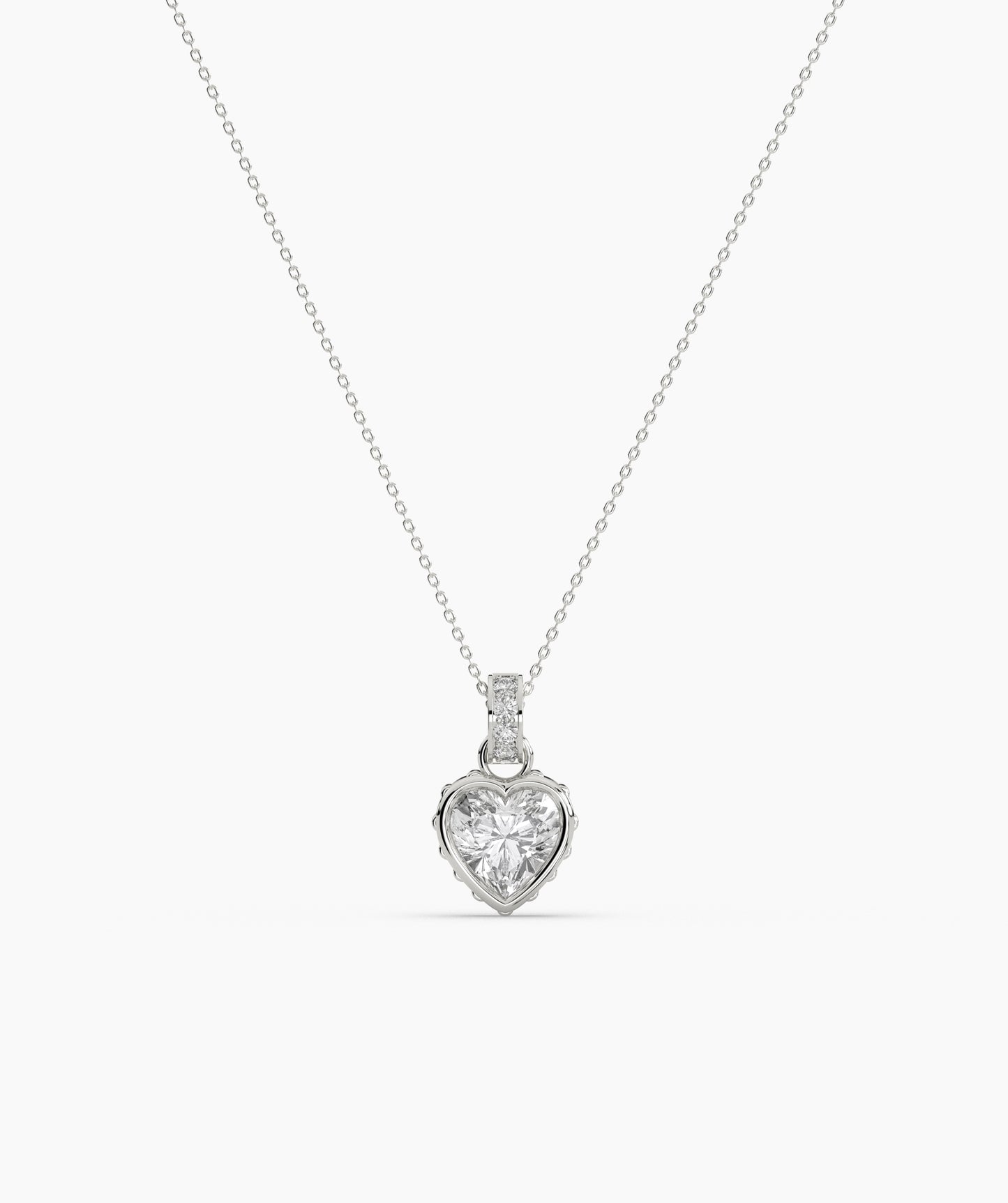 Pink Heart Bezel with Bail Necklace