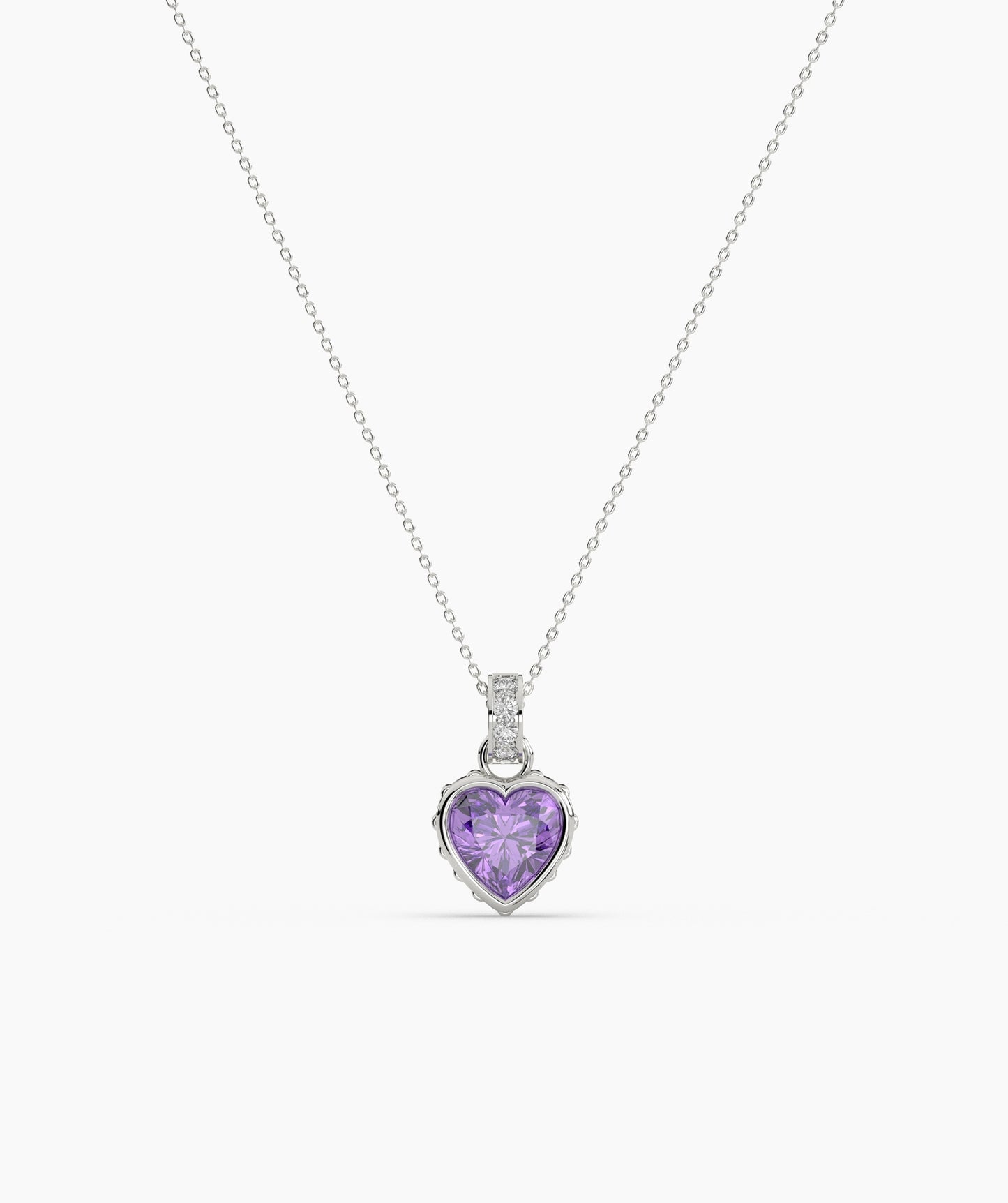 Pink Heart Bezel with Bail Necklace