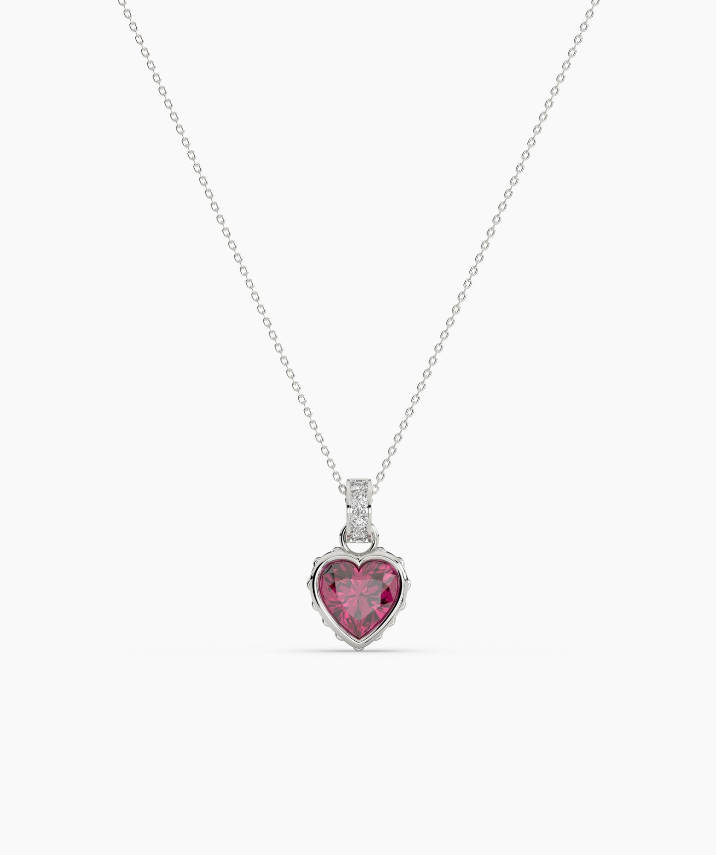 Pink Heart Bezel with Bail Necklace
