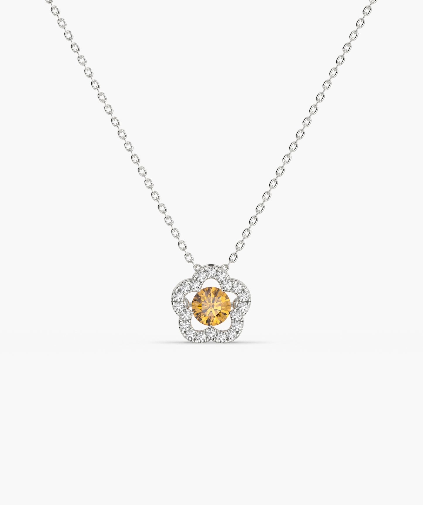 14K Gold Emerald & Diamond Clover Halo Necklace