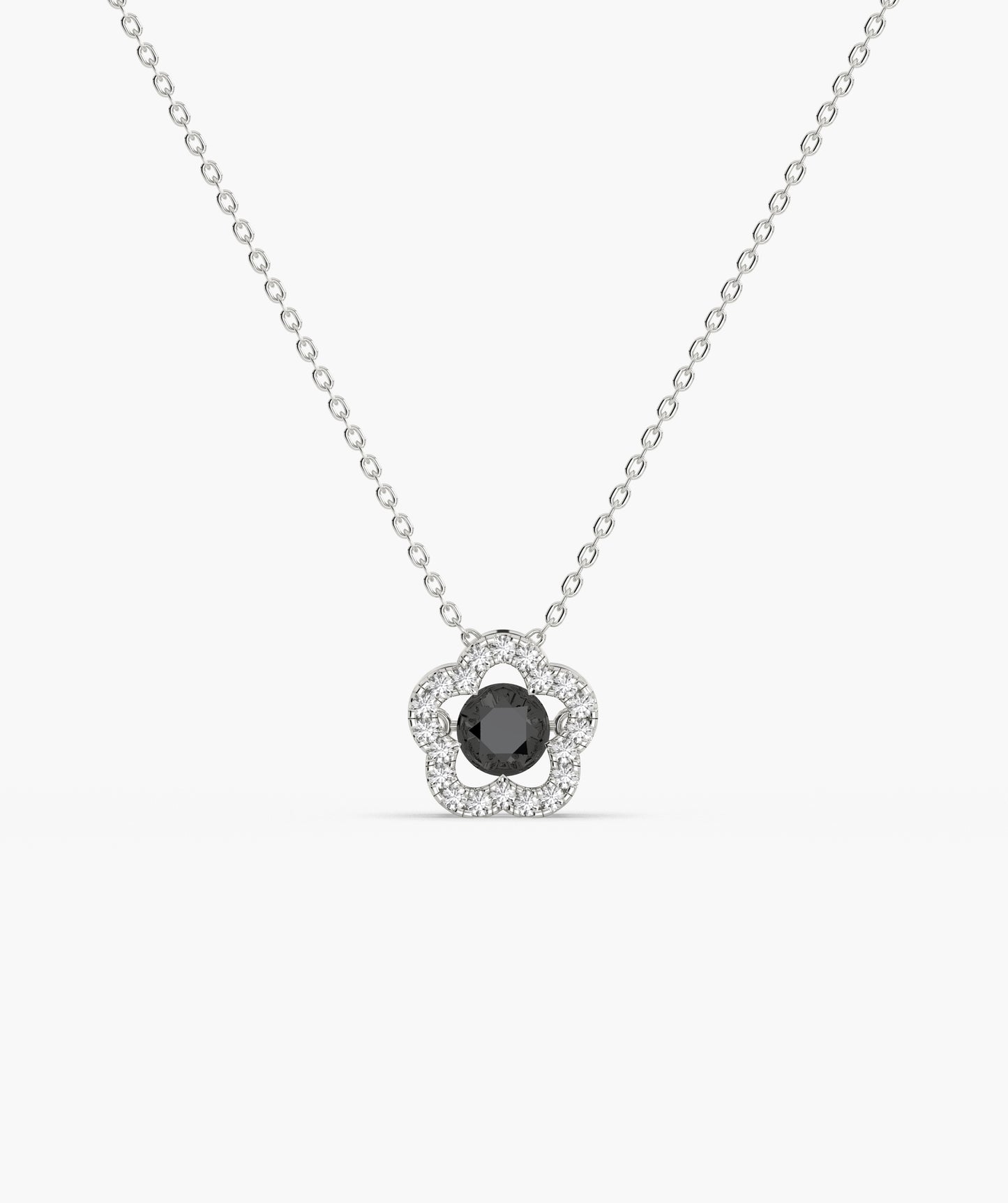 14K Gold Emerald & Diamond Clover Halo Necklace