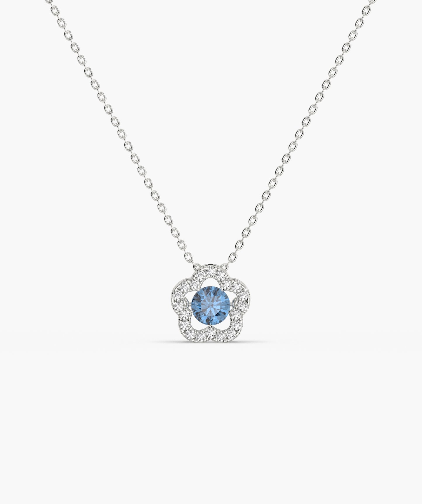 14K Gold Emerald & Diamond Clover Halo Necklace
