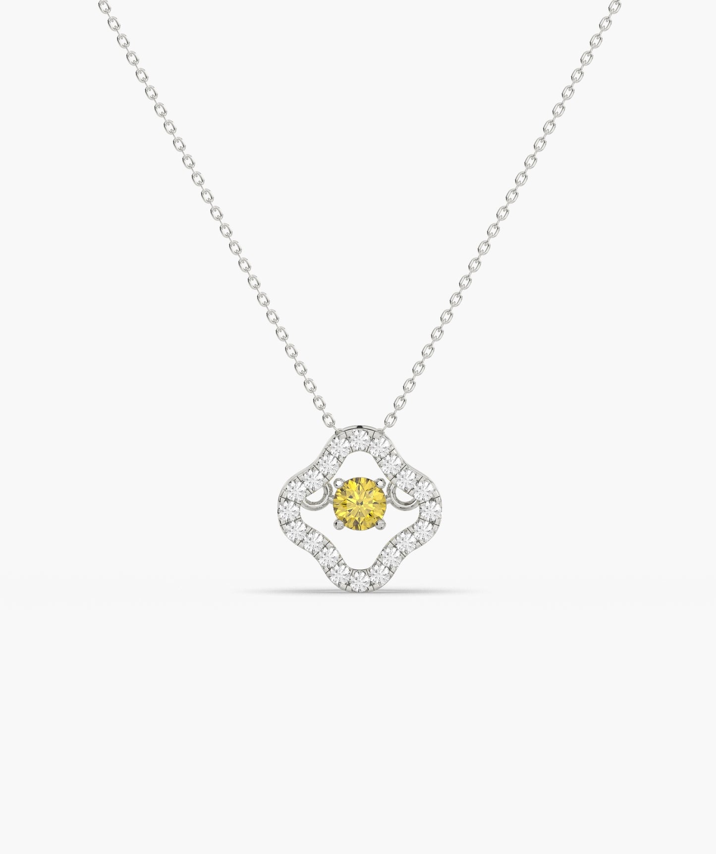 Emerald & Diamond Open Clover Necklace