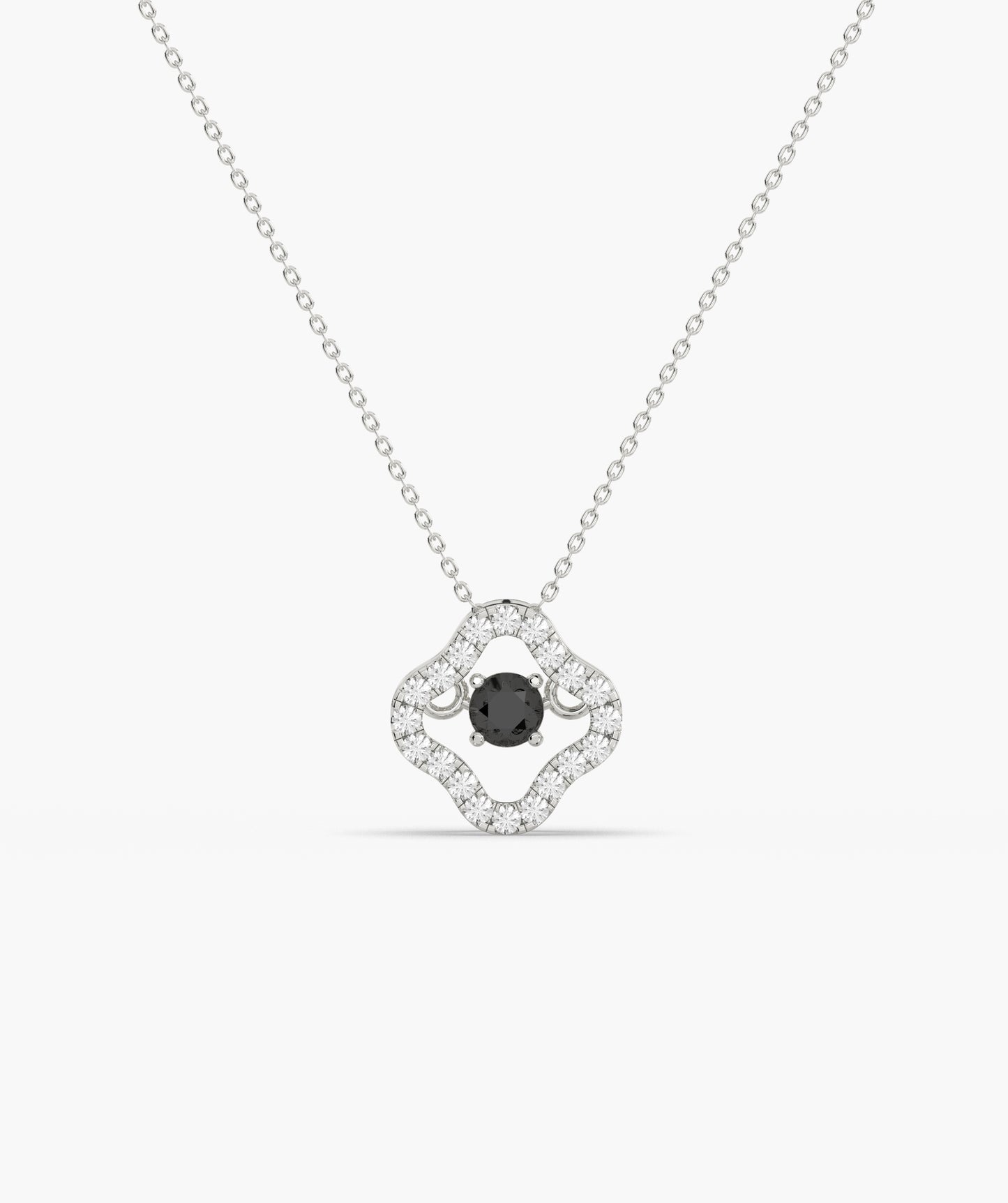 Emerald & Diamond Open Clover Necklace