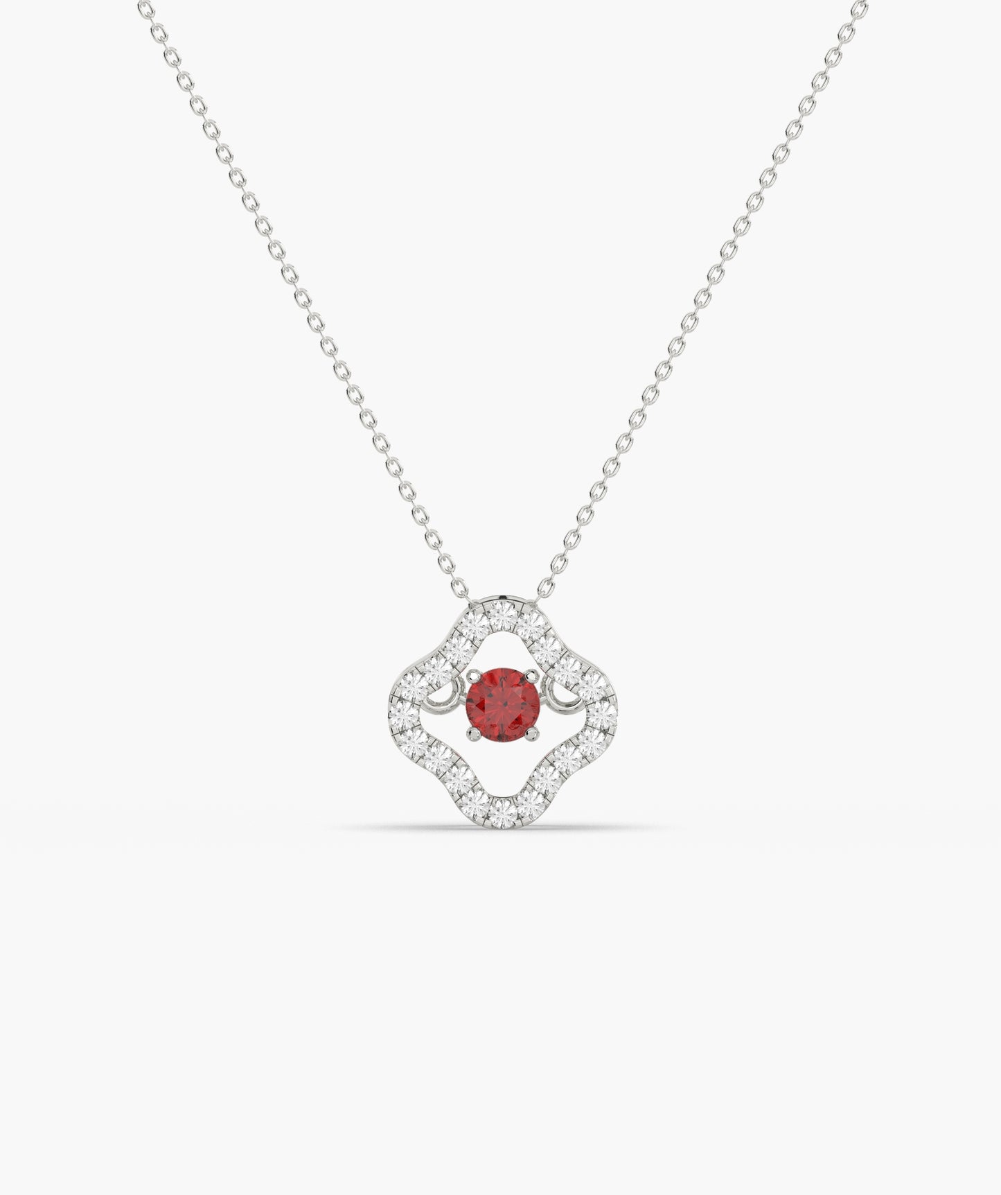 Emerald & Diamond Open Clover Necklace
