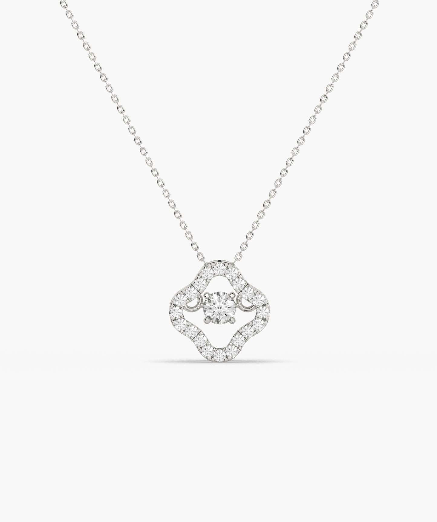 Emerald & Diamond Open Clover Necklace