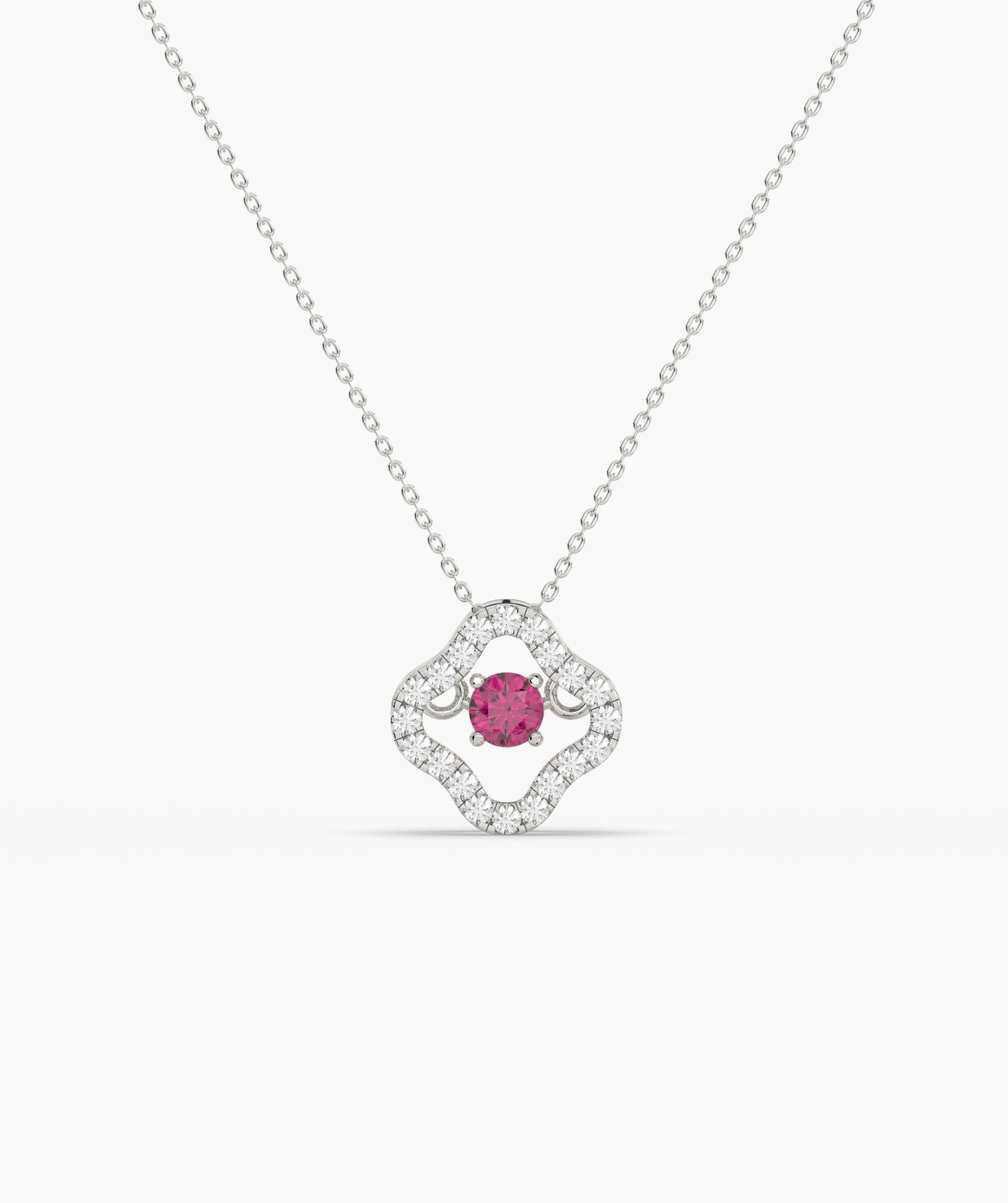 Emerald & Diamond Open Clover Necklace