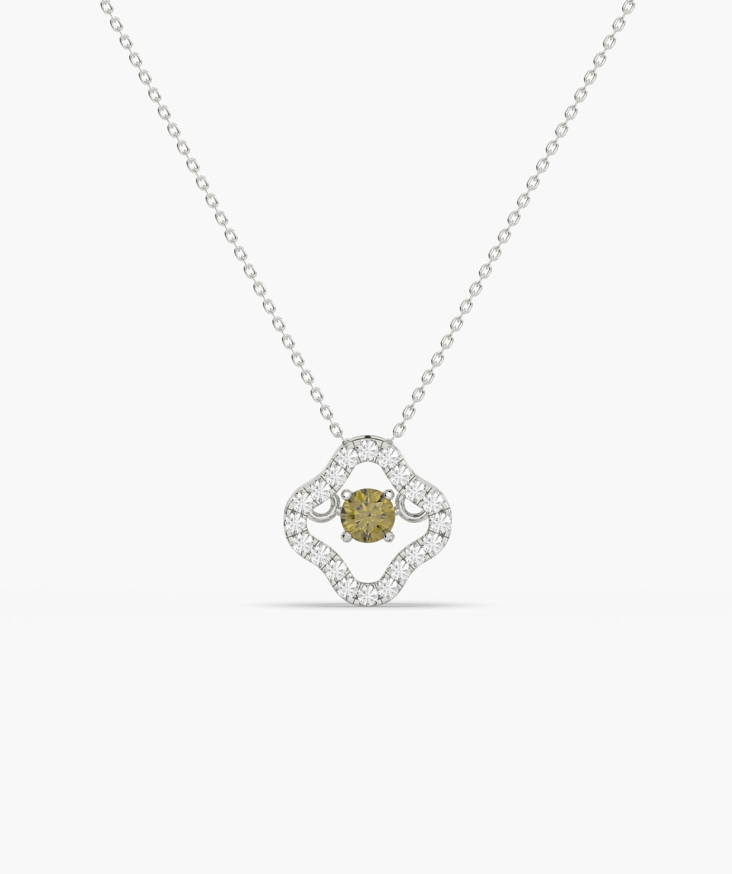 Emerald & Diamond Open Clover Necklace