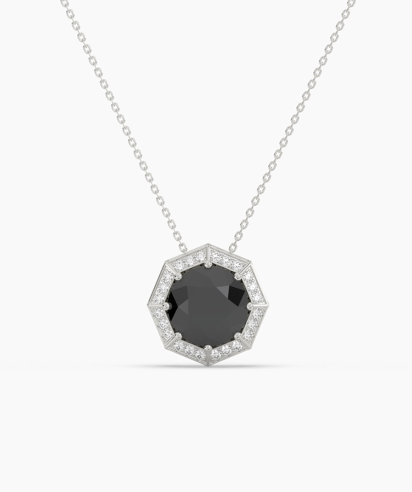 Octagonal Halo Birthstone Statement Necklace