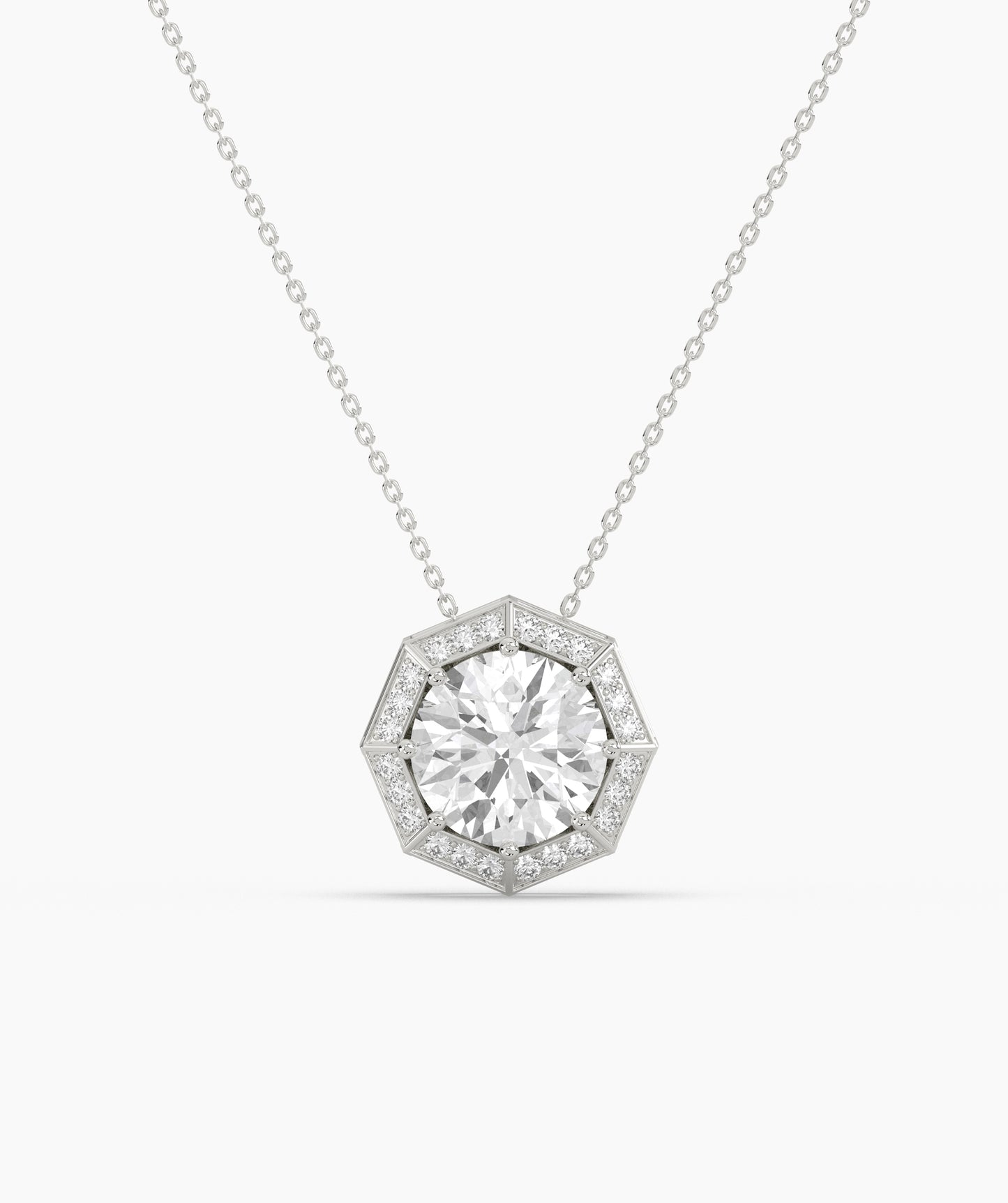 Octagonal Halo Birthstone Statement Necklace