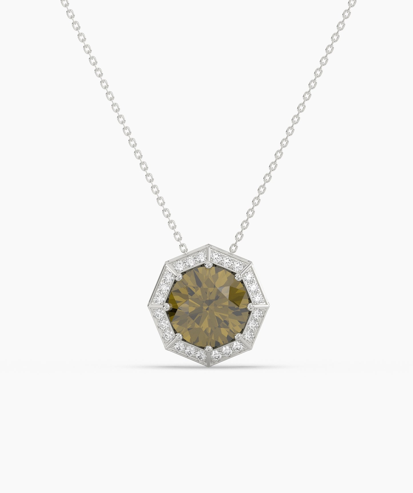 Octagonal Halo Birthstone Statement Necklace