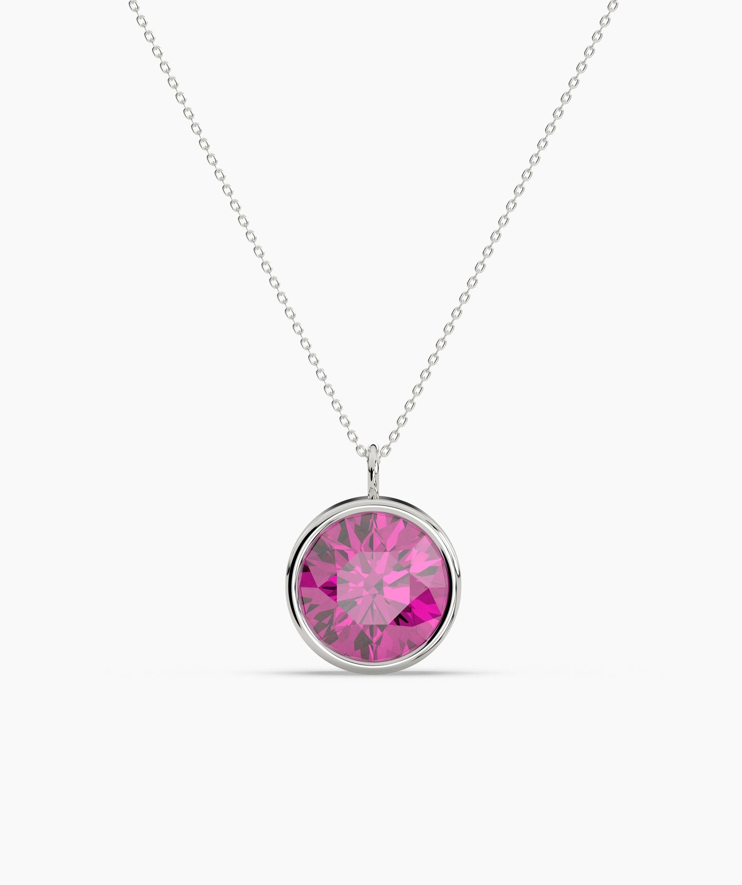 Bezel Set Ruby Solitaire Necklace