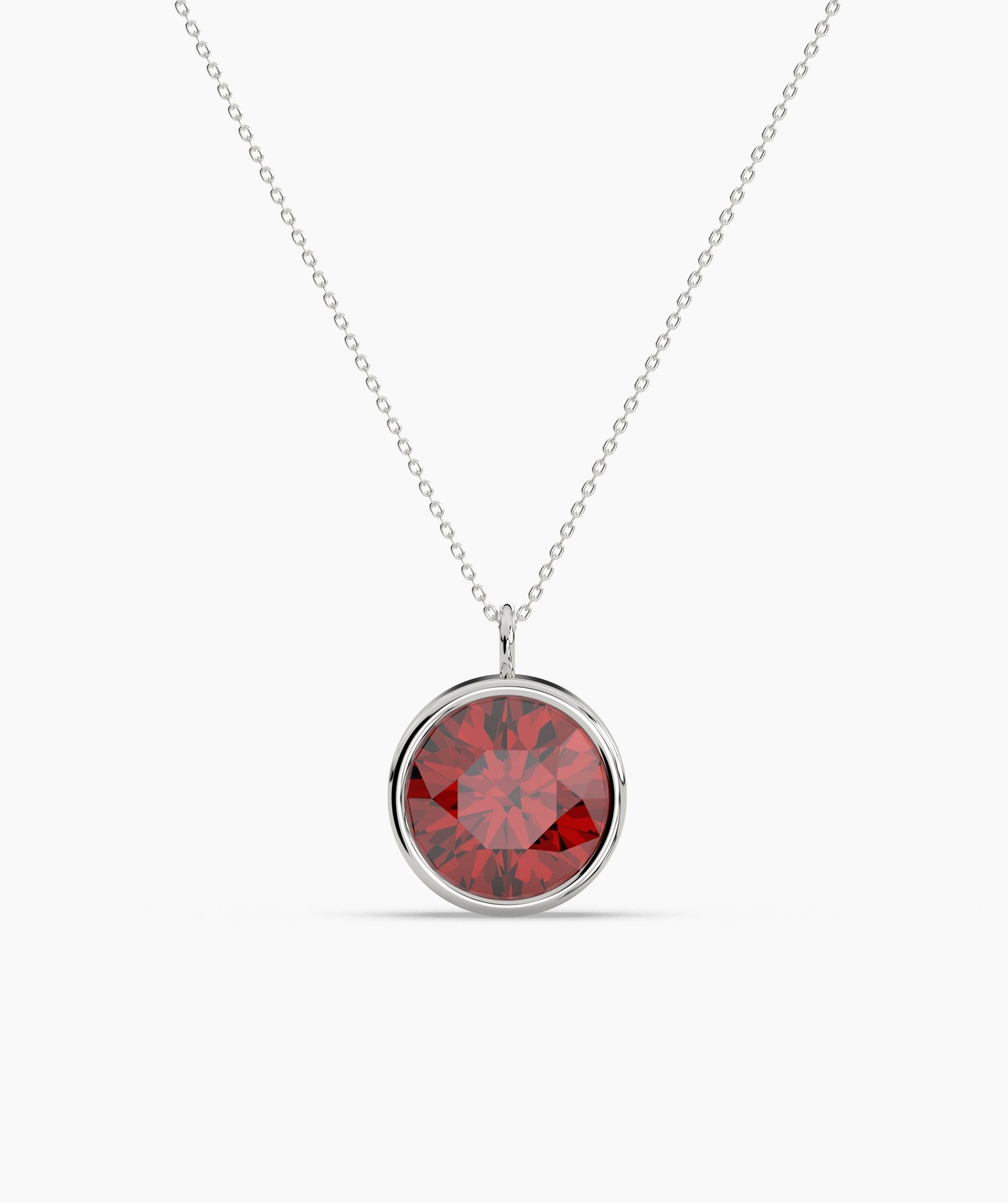 Bezel Set Ruby Solitaire Necklace