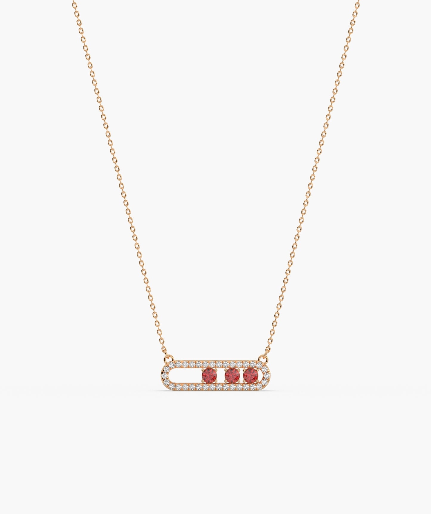 Movable Birthstone  Stone Pavé Capsule Necklace