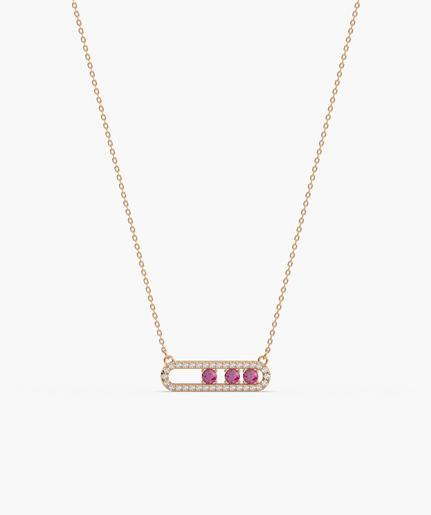 Movable Birthstone  Stone Pavé Capsule Necklace