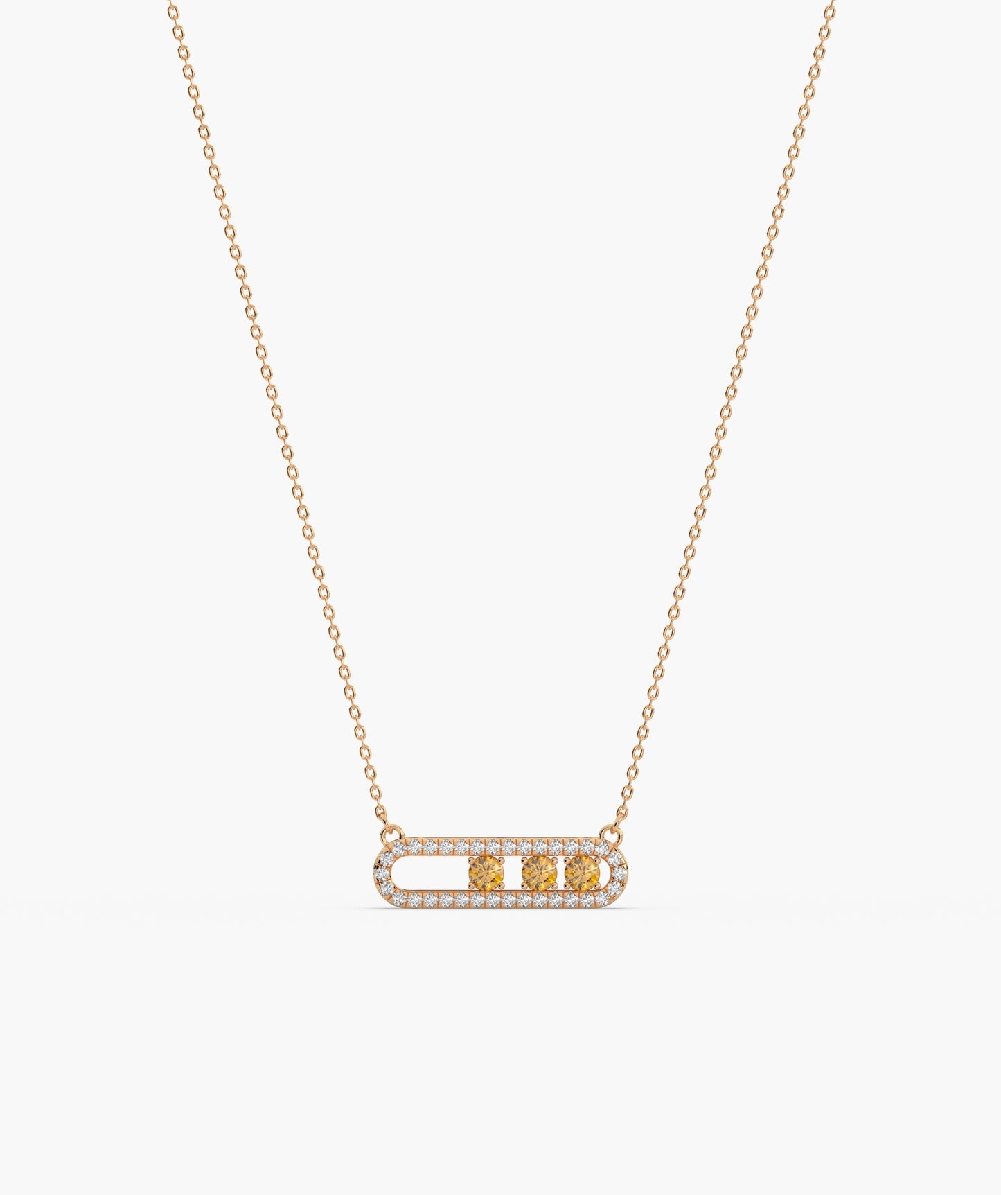 Movable Birthstone  Stone Pavé Capsule Necklace