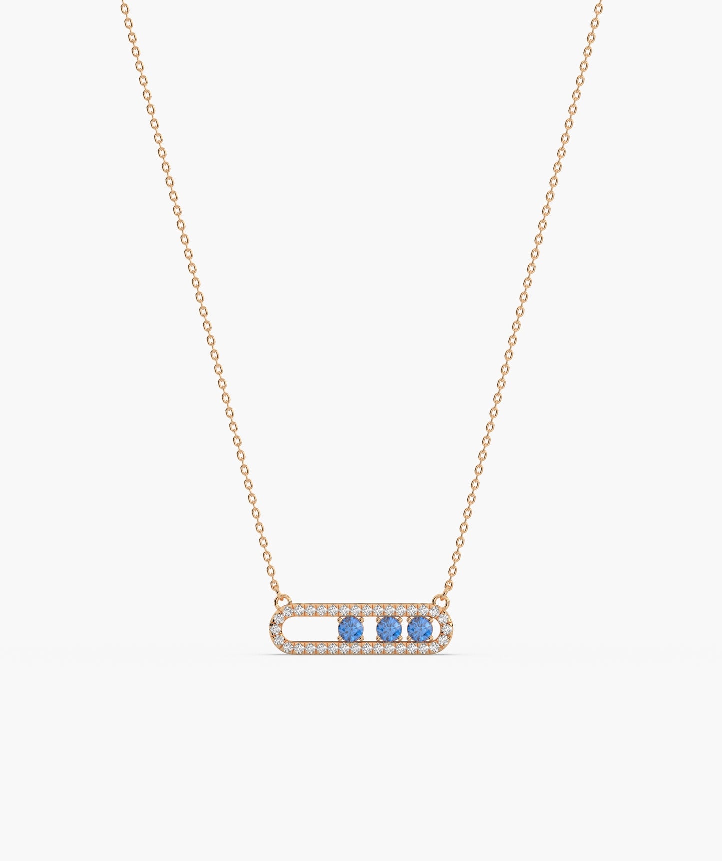Movable Birthstone  Stone Pavé Capsule Necklace
