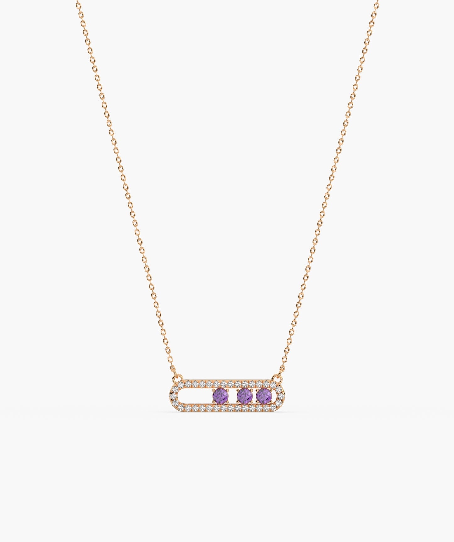Movable Birthstone  Stone Pavé Capsule Necklace