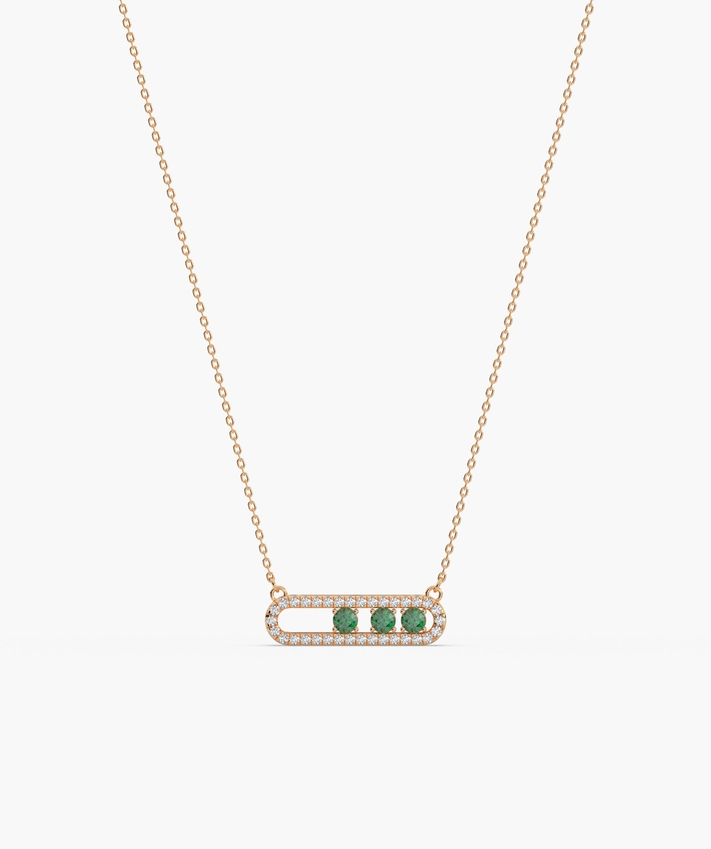 Blue Diamond Trio Halo Capsule Necklace