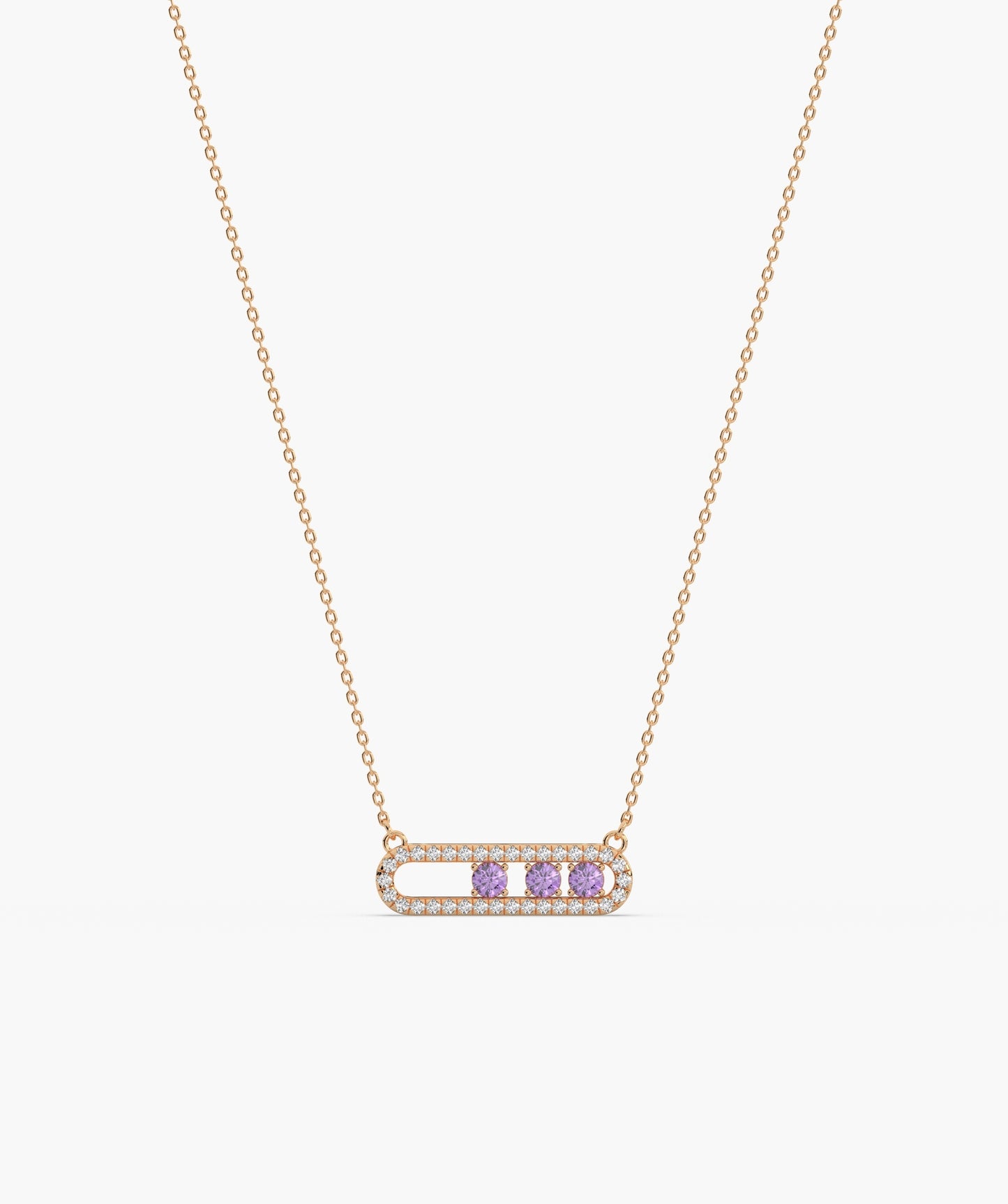 Blue Diamond Trio Halo Capsule Necklace