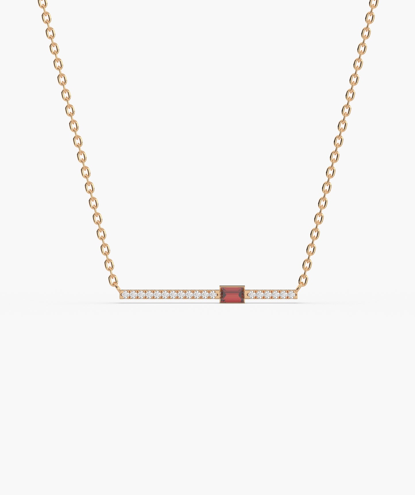 Baguette Blue Sapphire & Diamond Bar Necklace