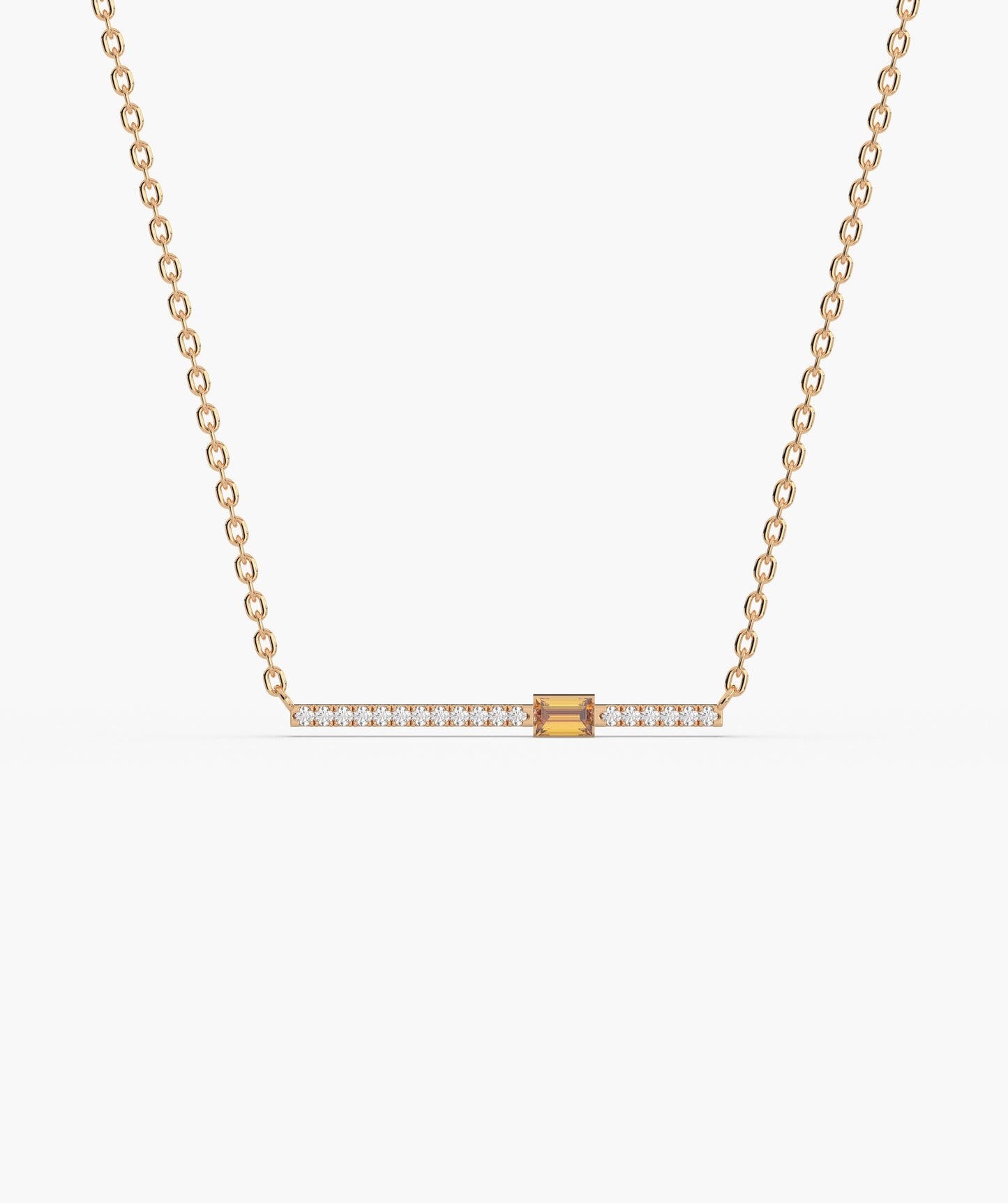 Baguette Blue Sapphire & Diamond Bar Necklace