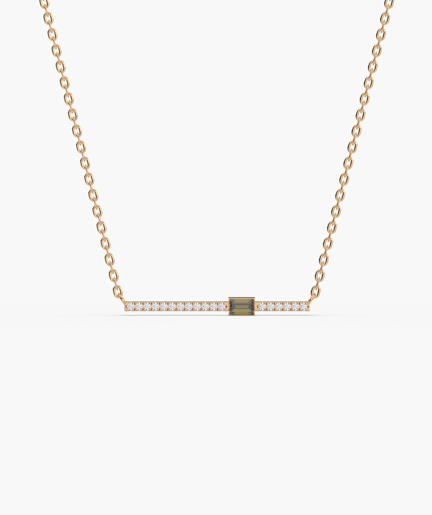 Baguette Blue Sapphire & Diamond Bar Necklace