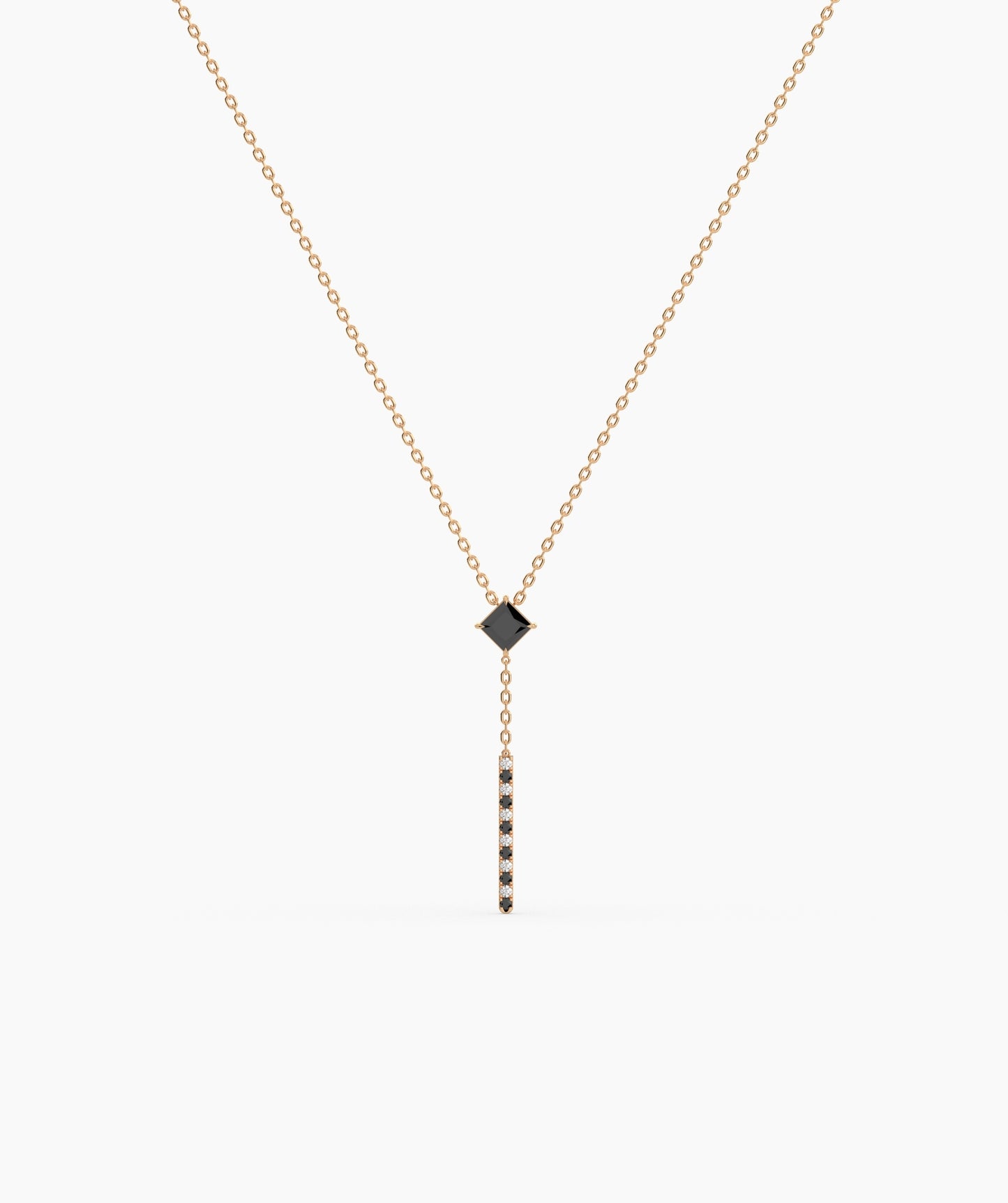 Princess Cut Birthstone Vertical Bar Lariat Necklace
