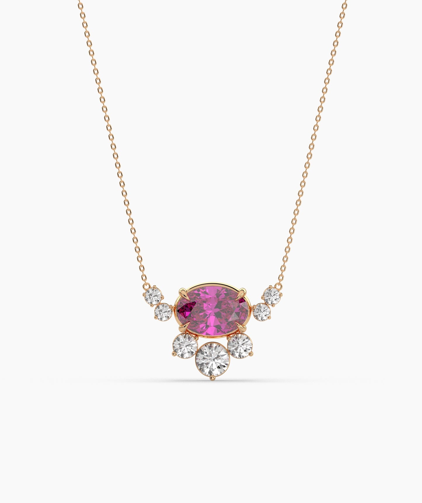 Oval Green Gemstone & Diamond Sunburst Pendant Necklace