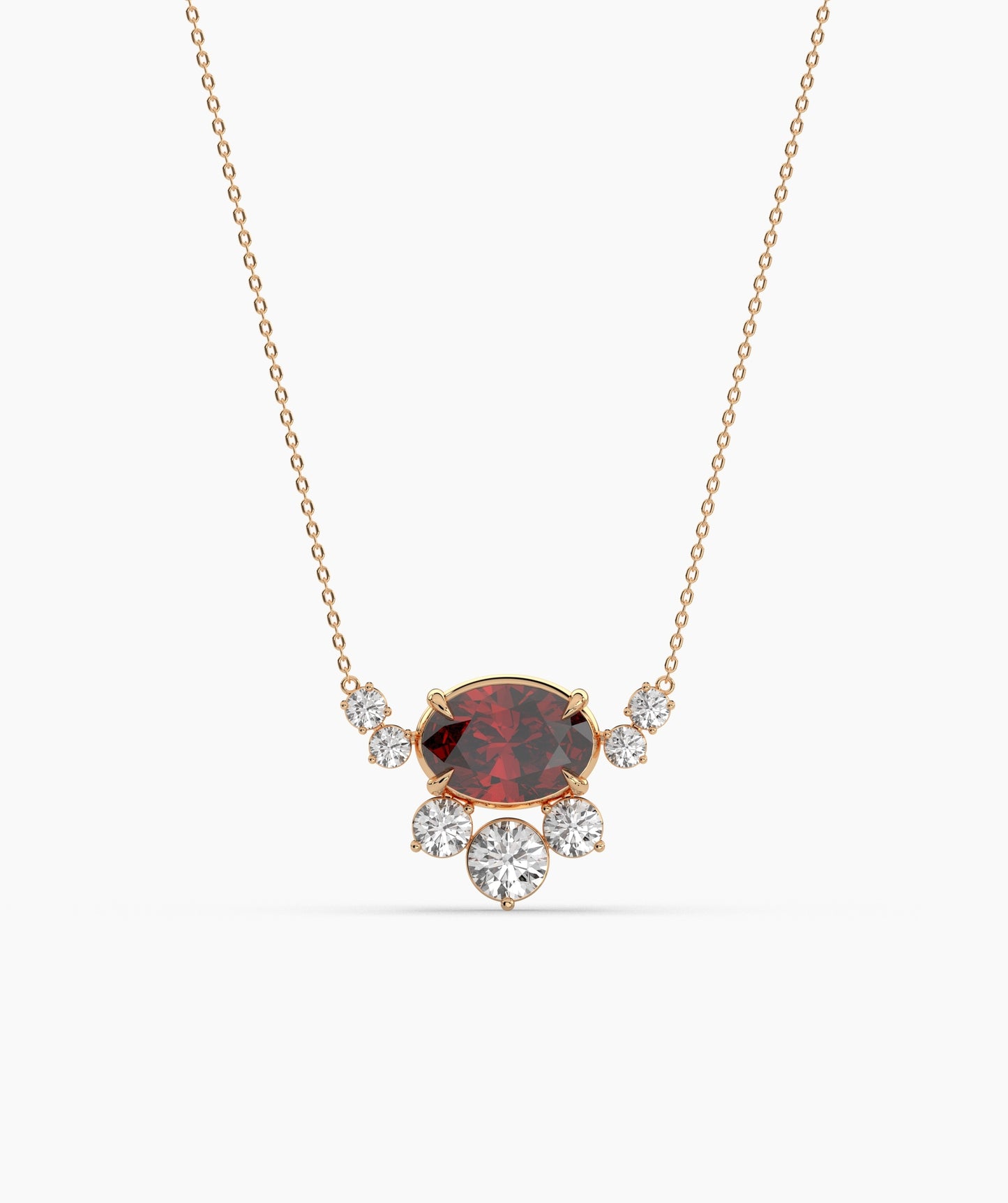 Oval Green Gemstone & Diamond Sunburst Pendant Necklace