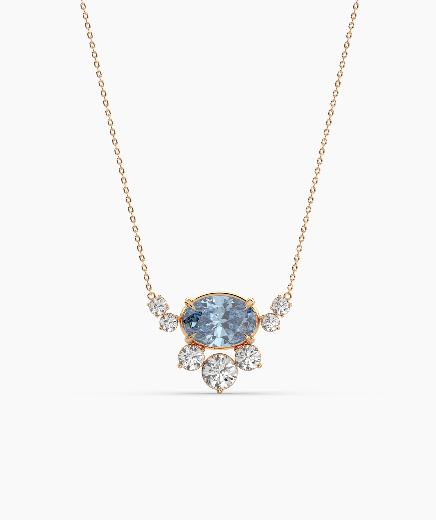 Oval Green Gemstone & Diamond Sunburst Pendant Necklace