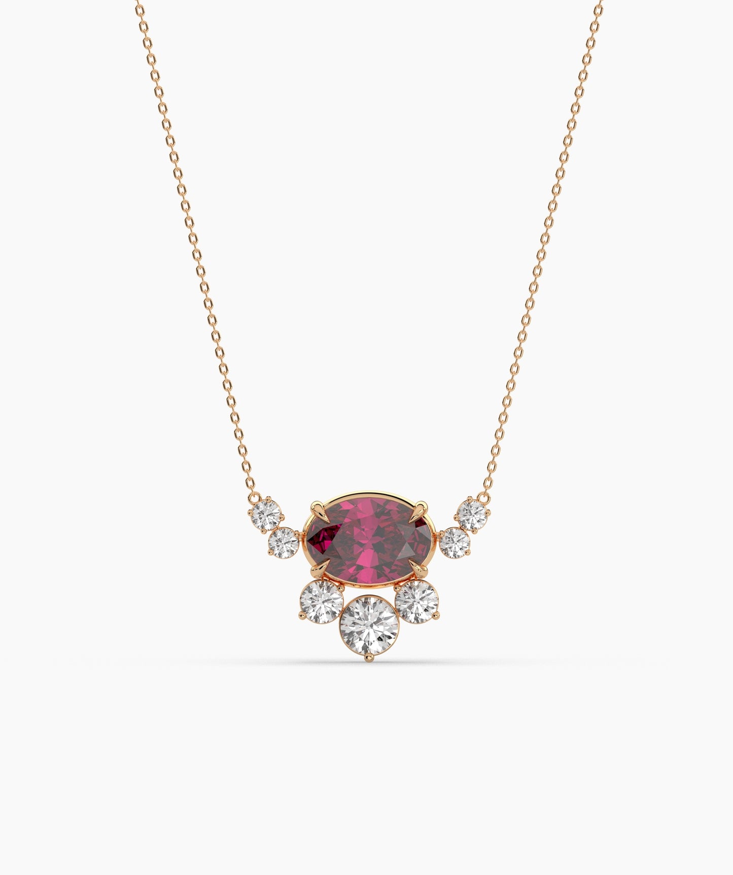 Oval Green Gemstone & Diamond Sunburst Pendant Necklace