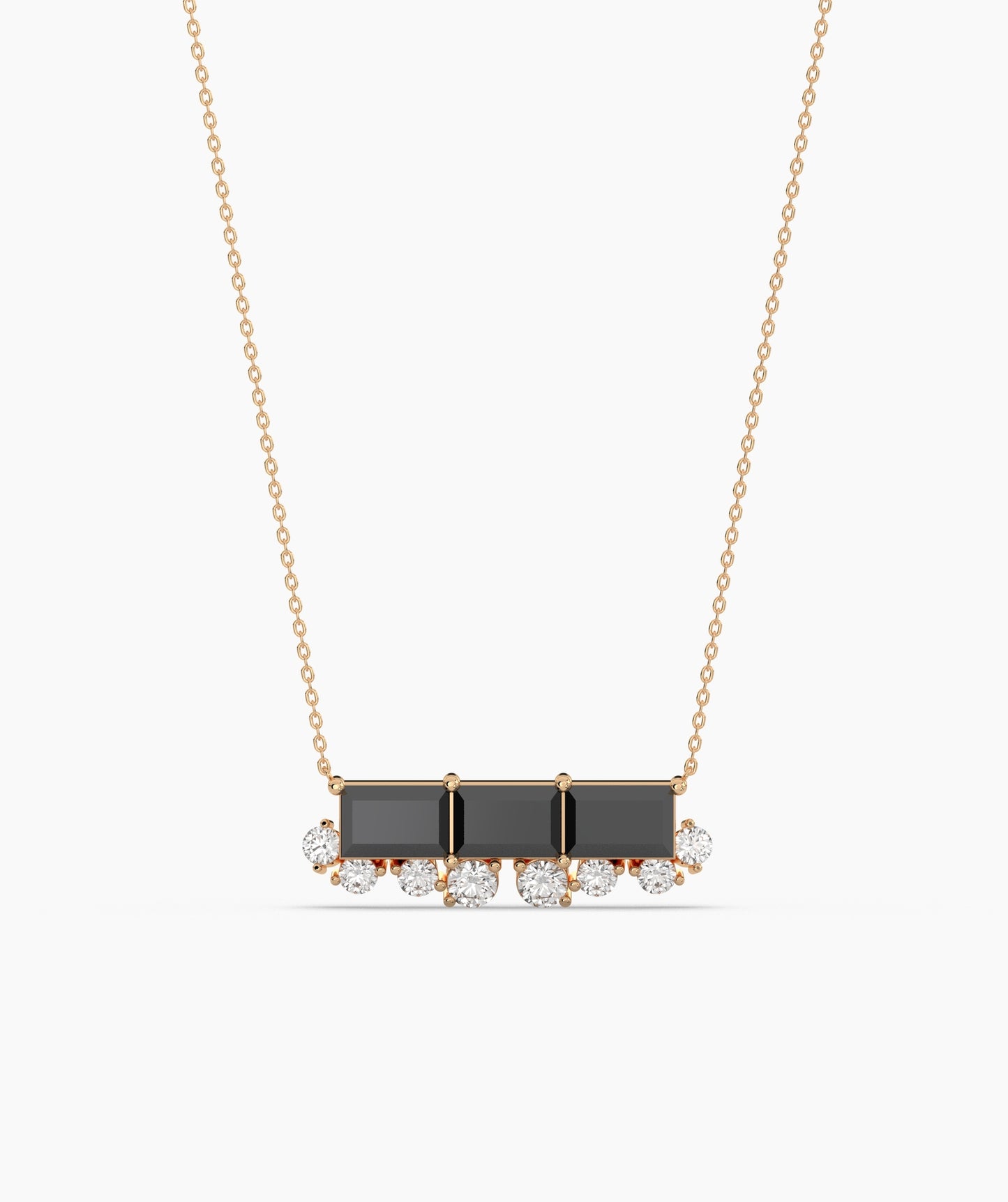 Baguette Ruby & Diamond Fringe Bar Necklace
