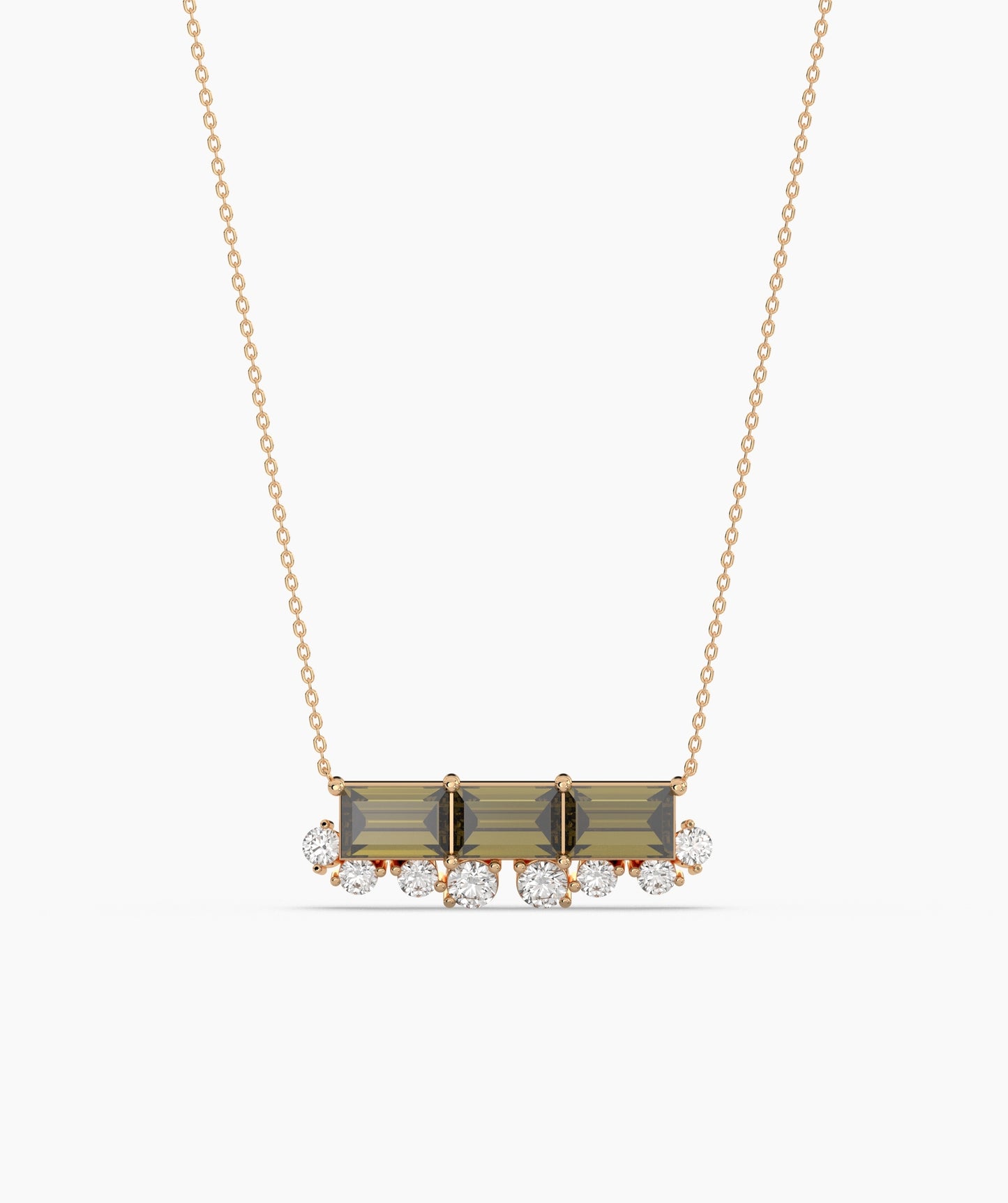 Baguette Ruby & Diamond Fringe Bar Necklace