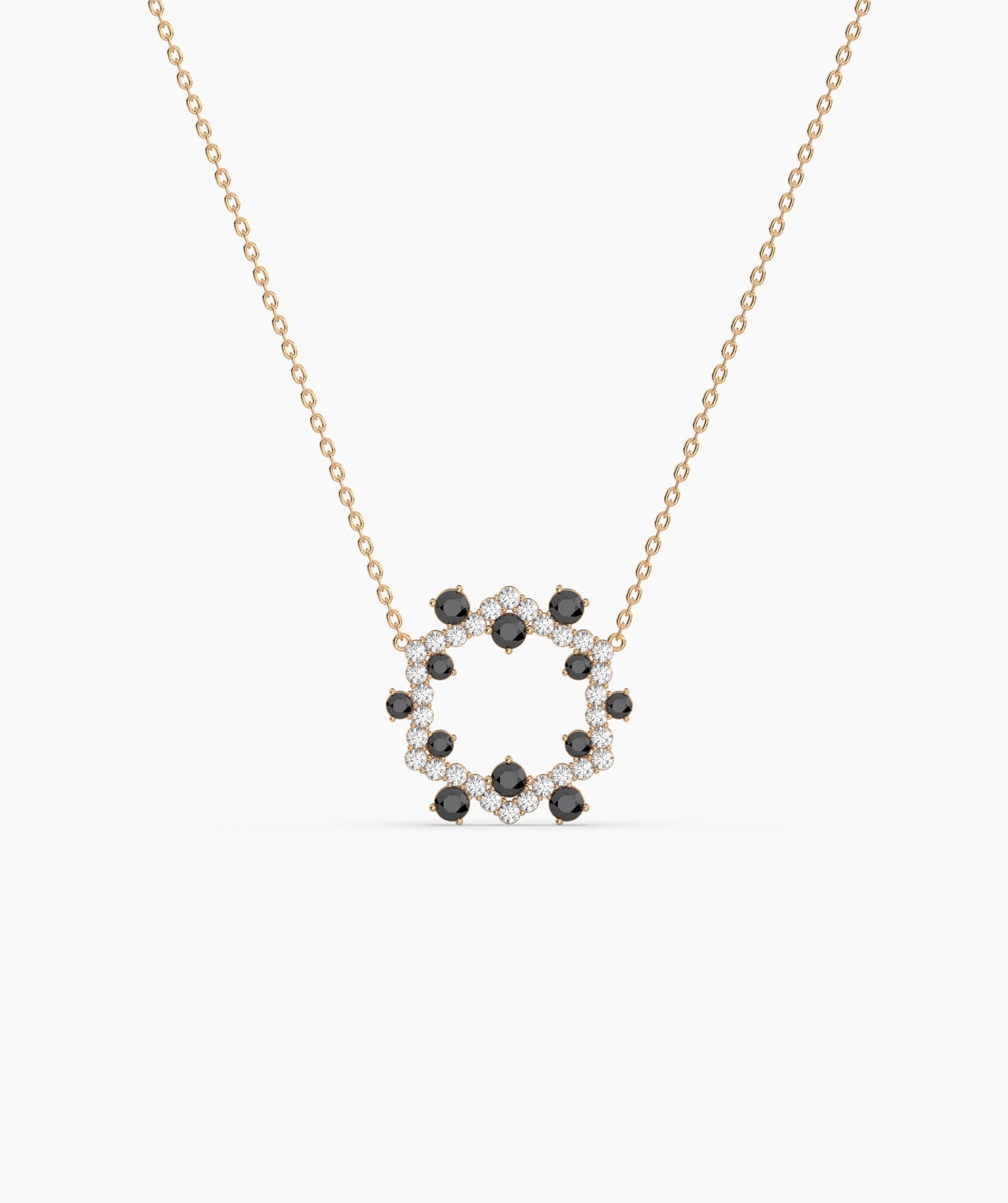 Green Gemstone & Diamond Open Circle Necklace