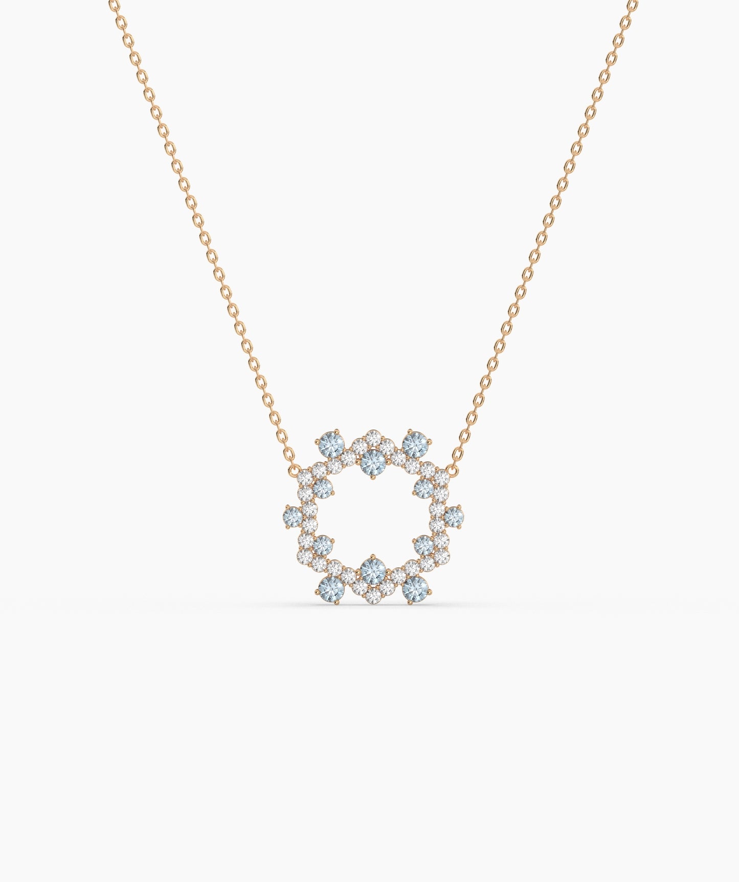Green Gemstone & Diamond Open Circle Necklace