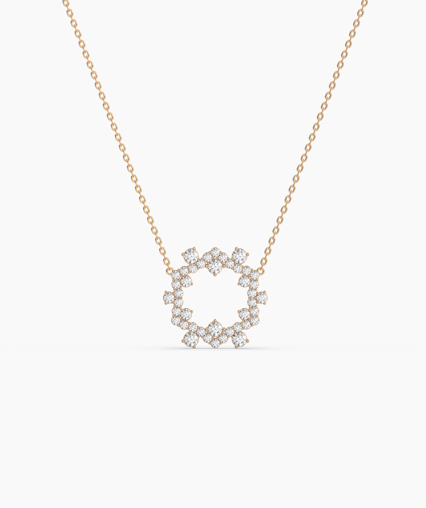 Green Gemstone & Diamond Open Circle Necklace