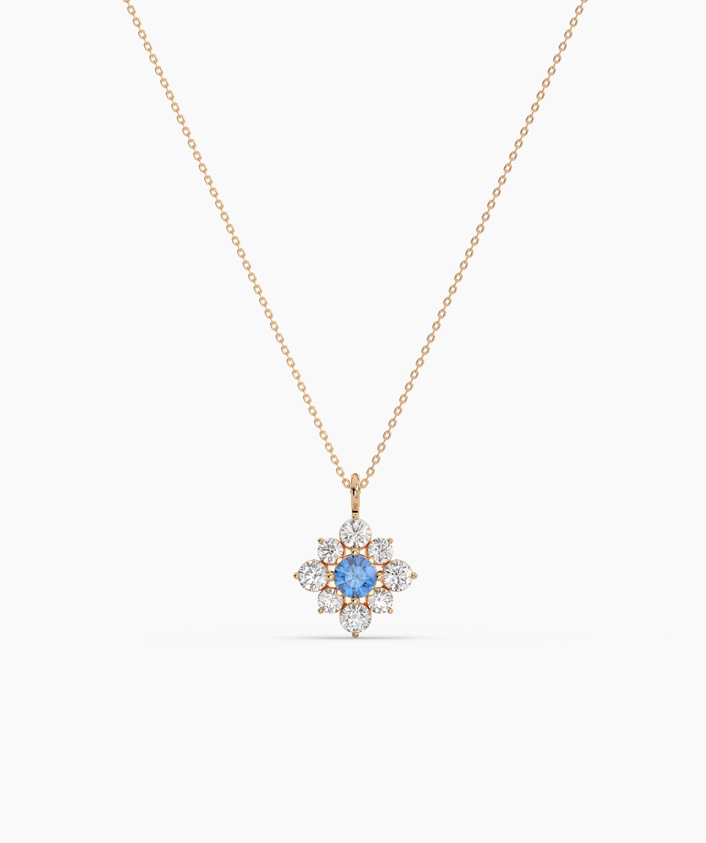 Green Diamond Vintage Halo Cluster Necklace