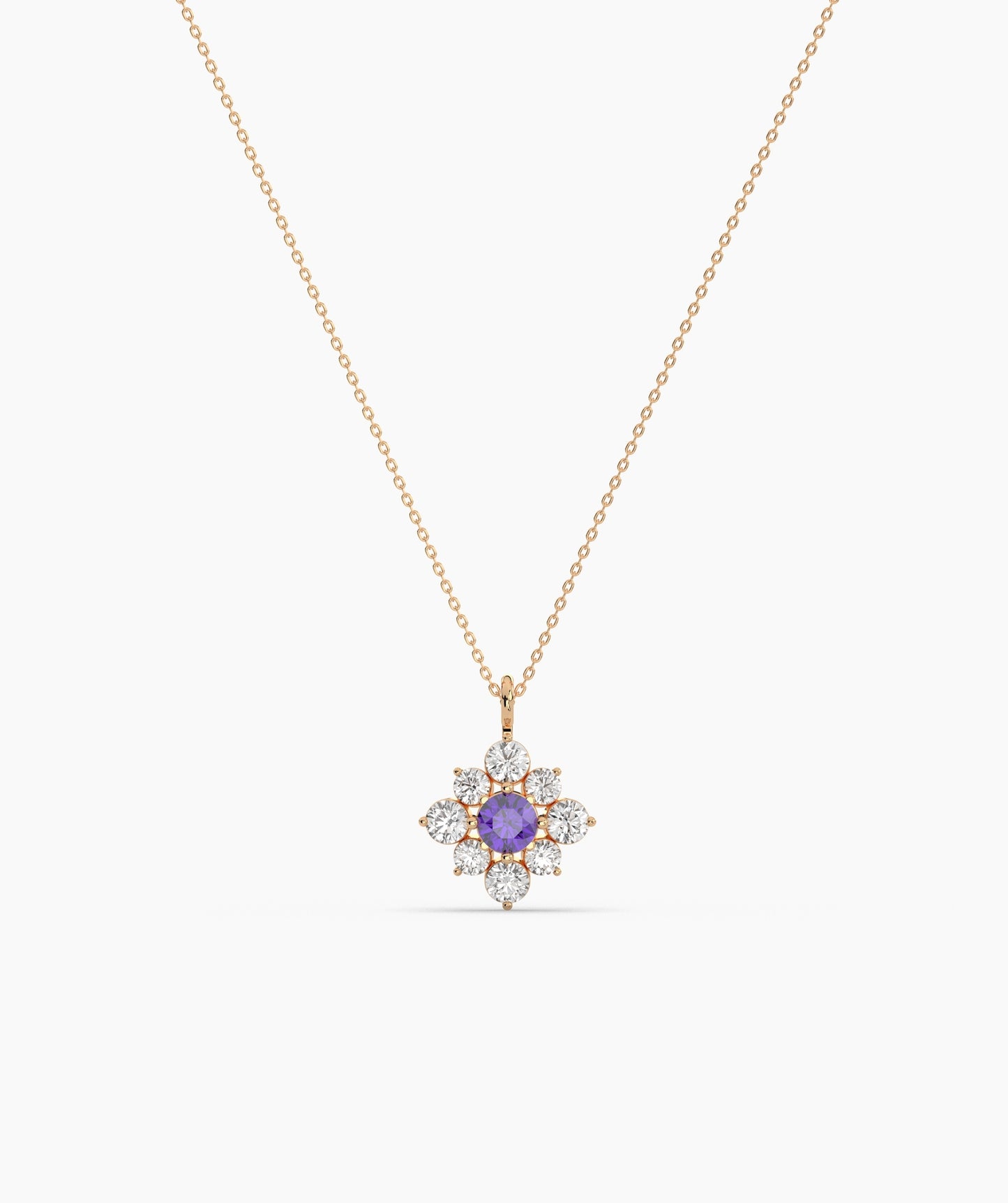 Green Diamond Vintage Halo Cluster Necklace