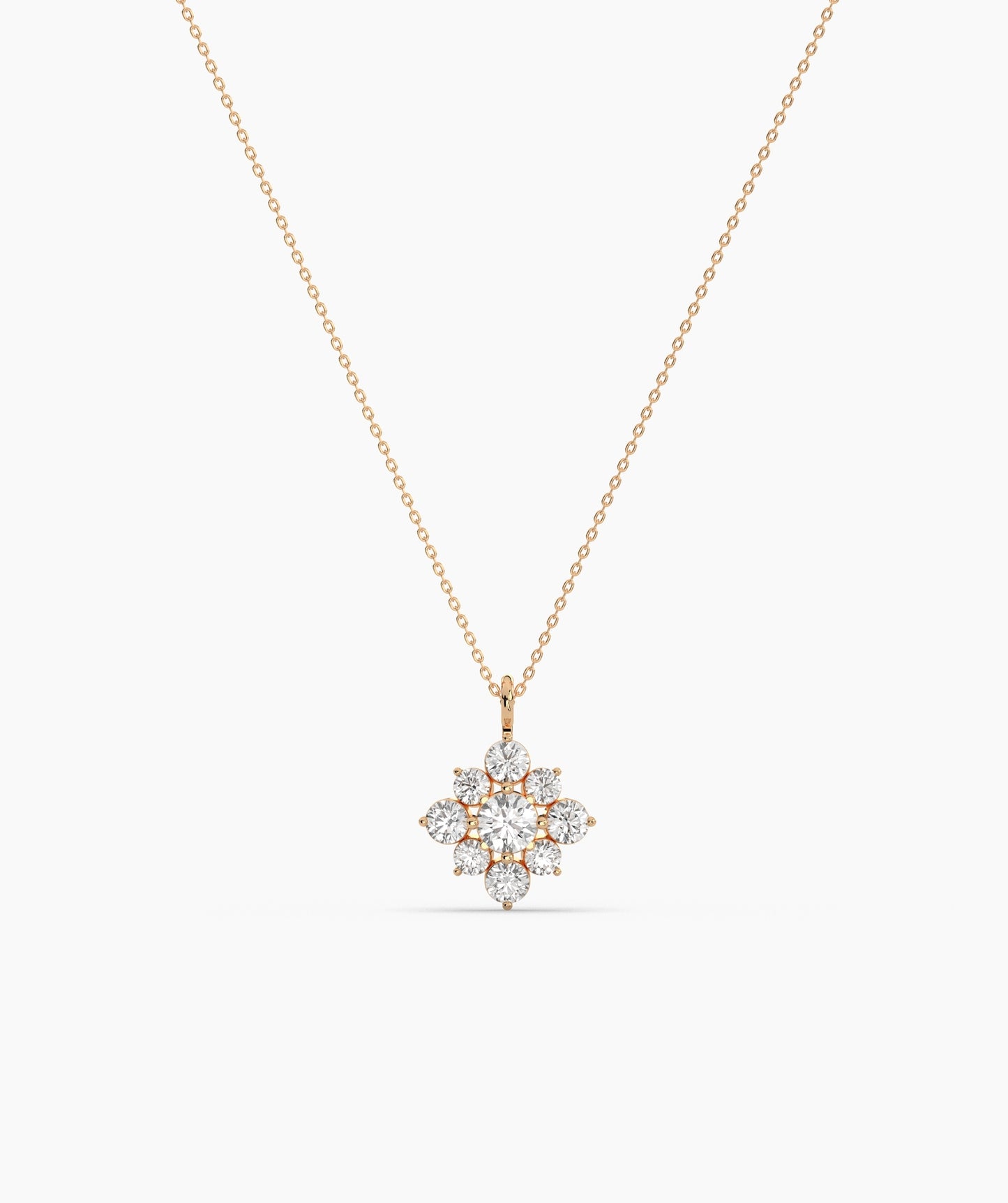Green Diamond Vintage Halo Cluster Necklace