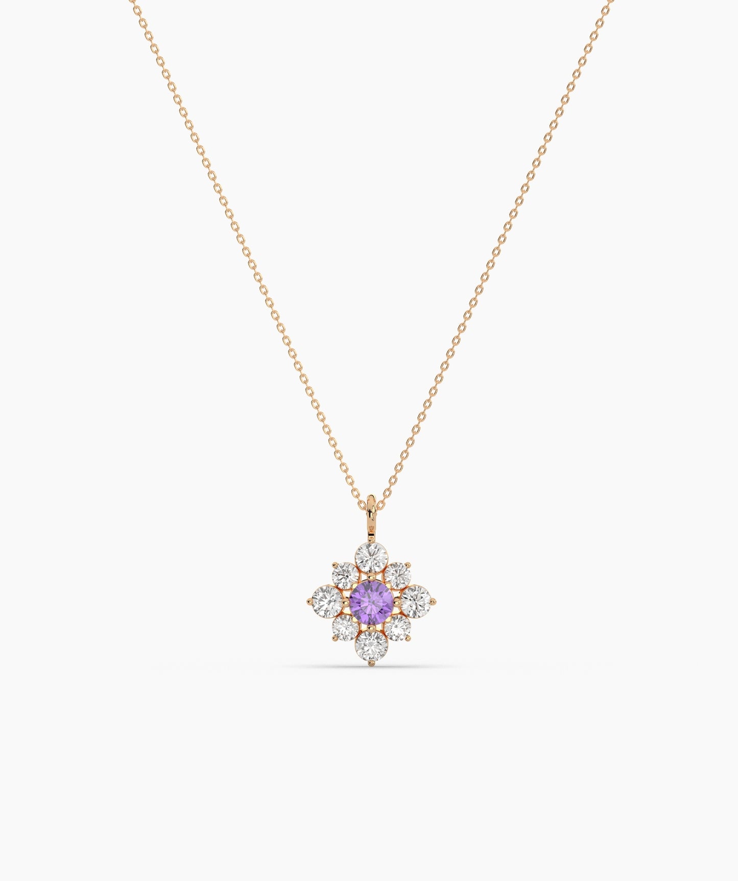 Green Diamond Vintage Halo Cluster Necklace