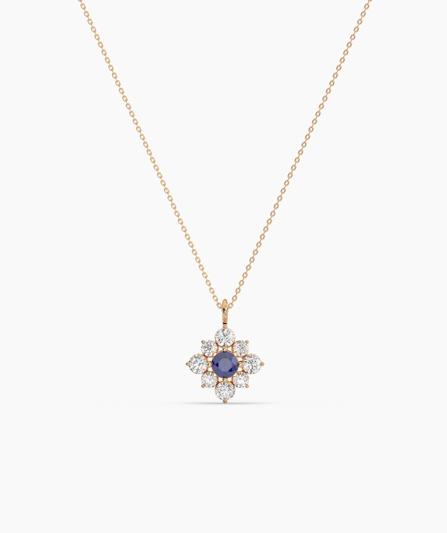Green Diamond Vintage Halo Cluster Necklace