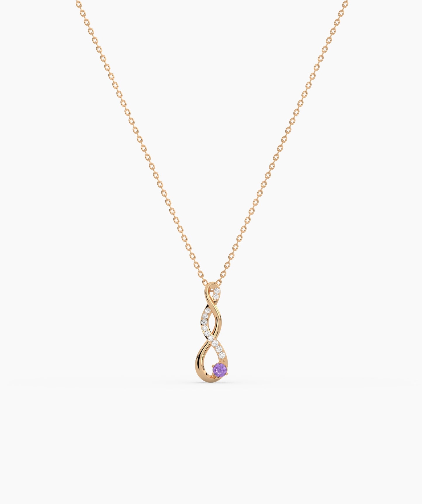 Vertical Infinity Birthstone Necklace