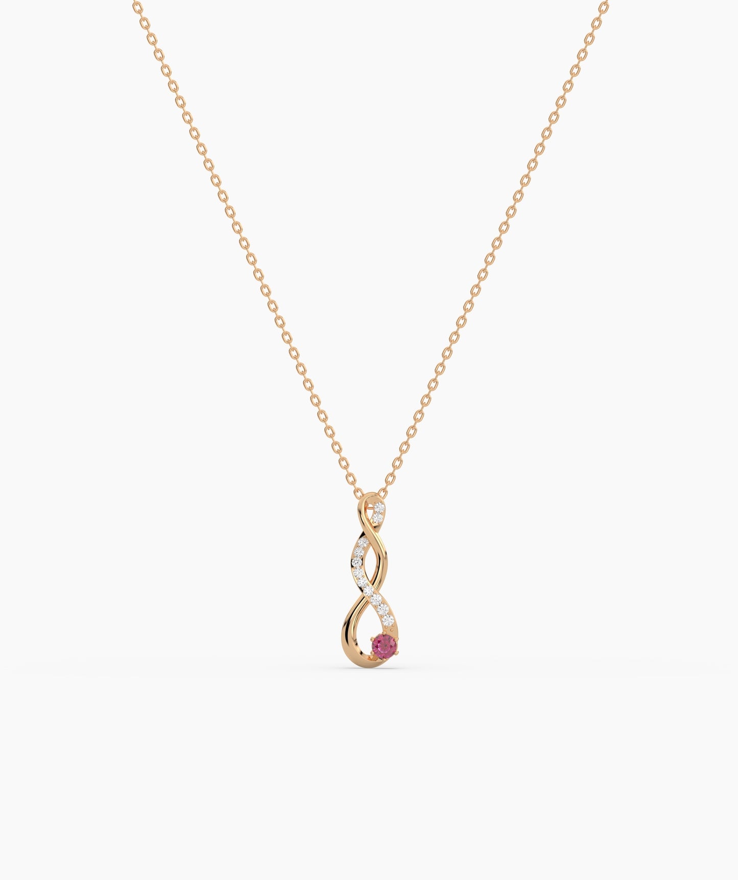 Vertical Infinity Birthstone Necklace
