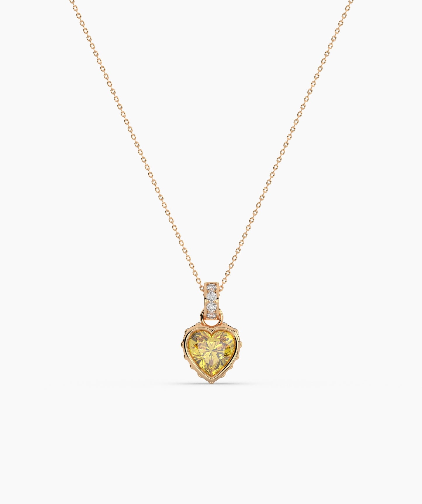 Pink Heart Bezel with Bail Necklace