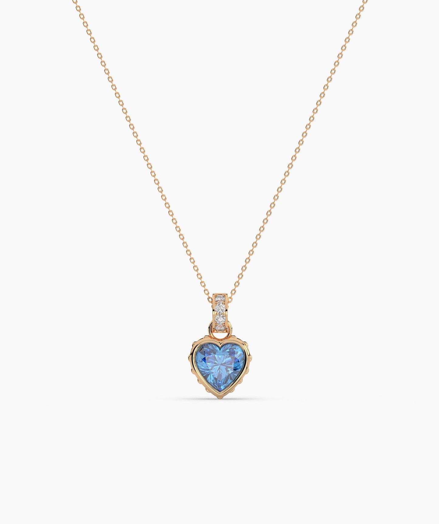 Pink Heart Bezel with Bail Necklace
