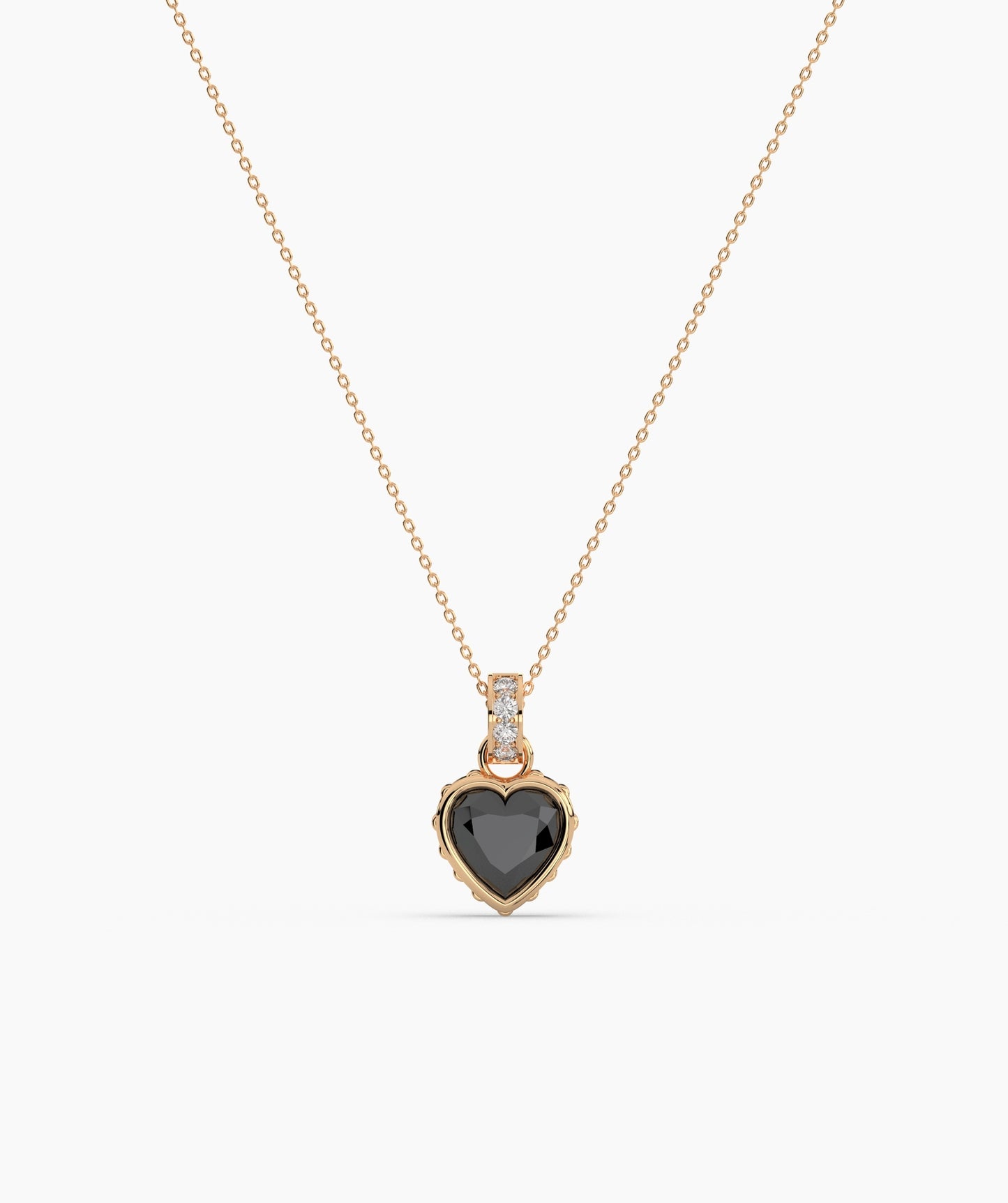 Pink Heart Bezel with Bail Necklace